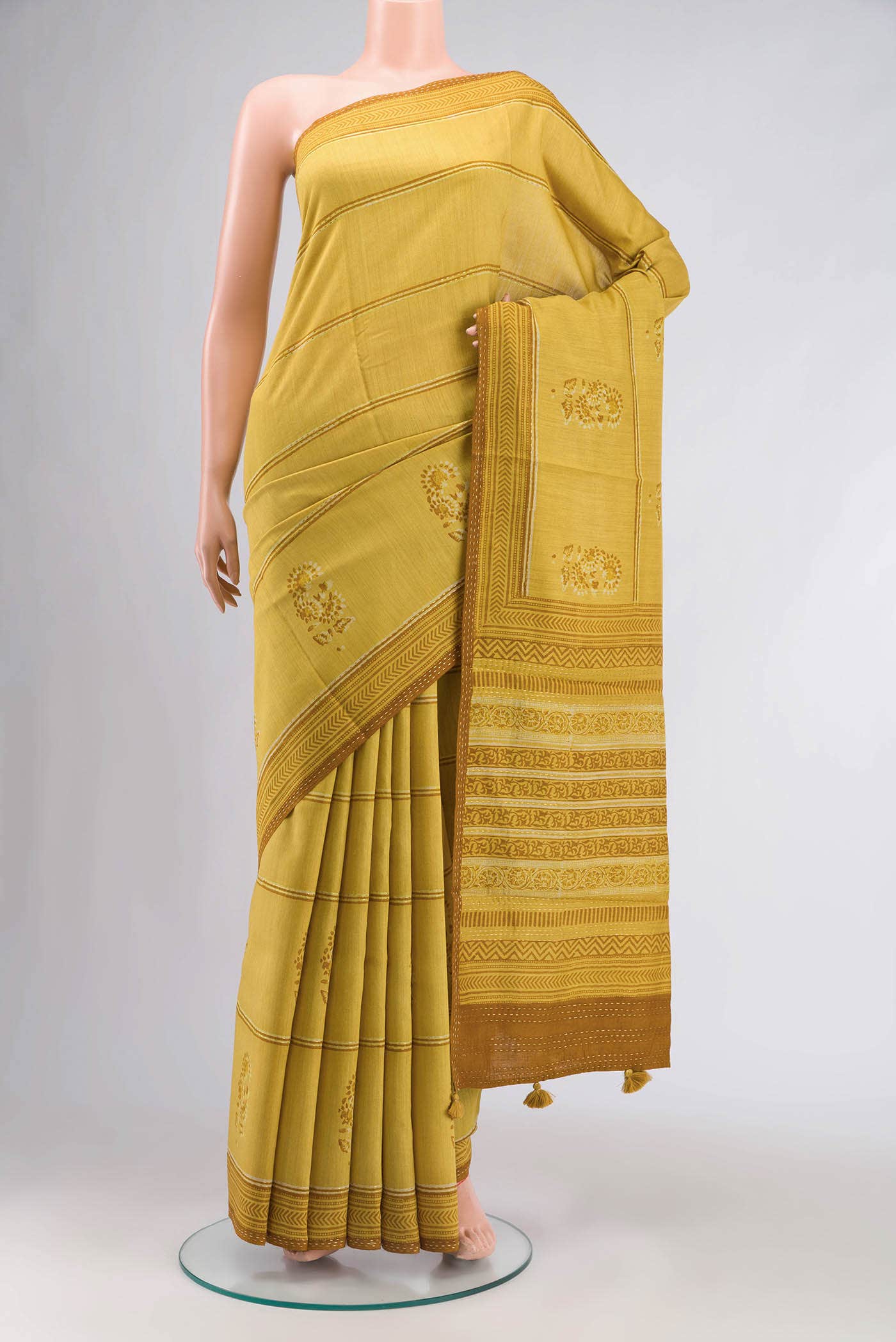 Yellow Tussar Silk Saree