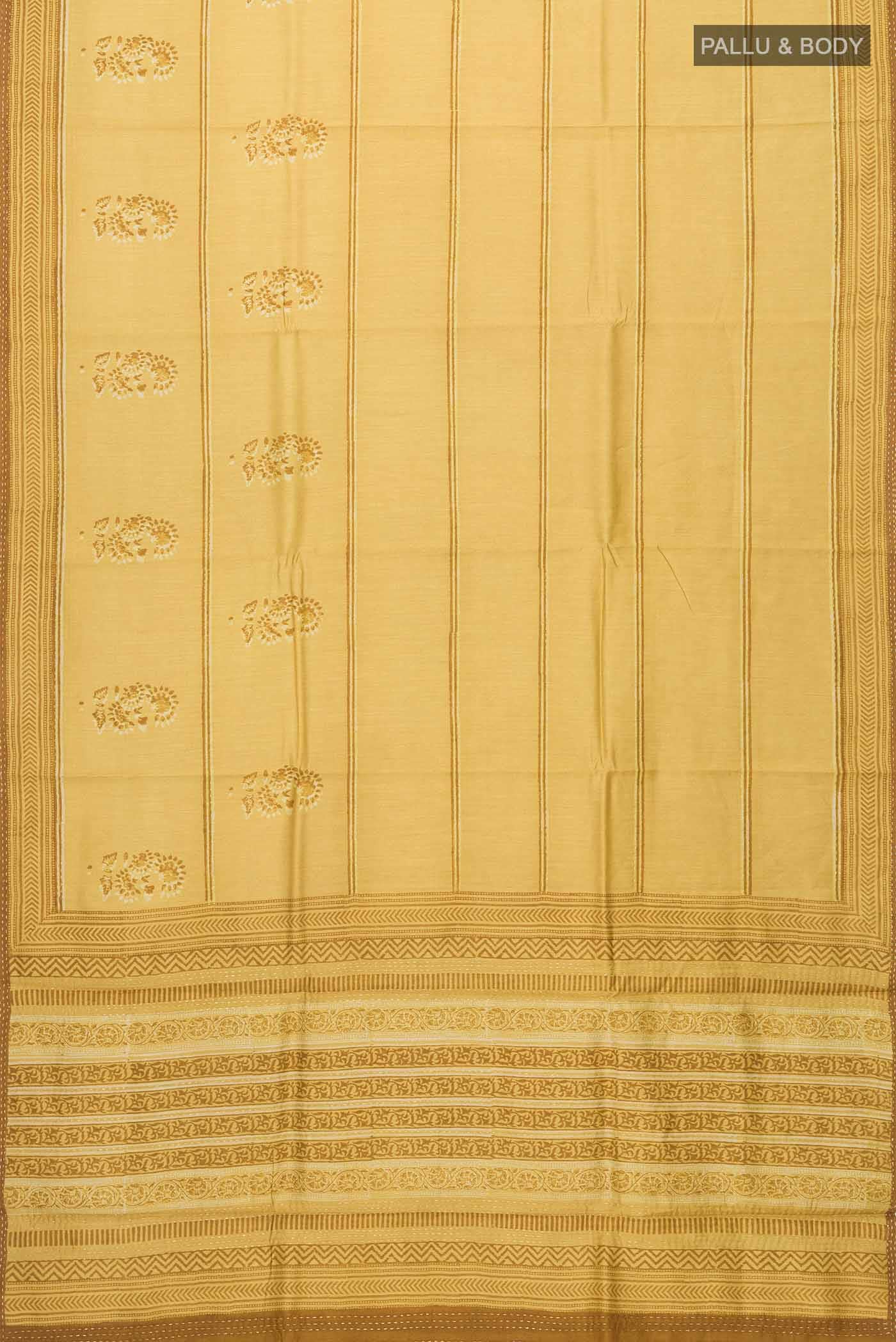 Yellow Tussar Silk Saree