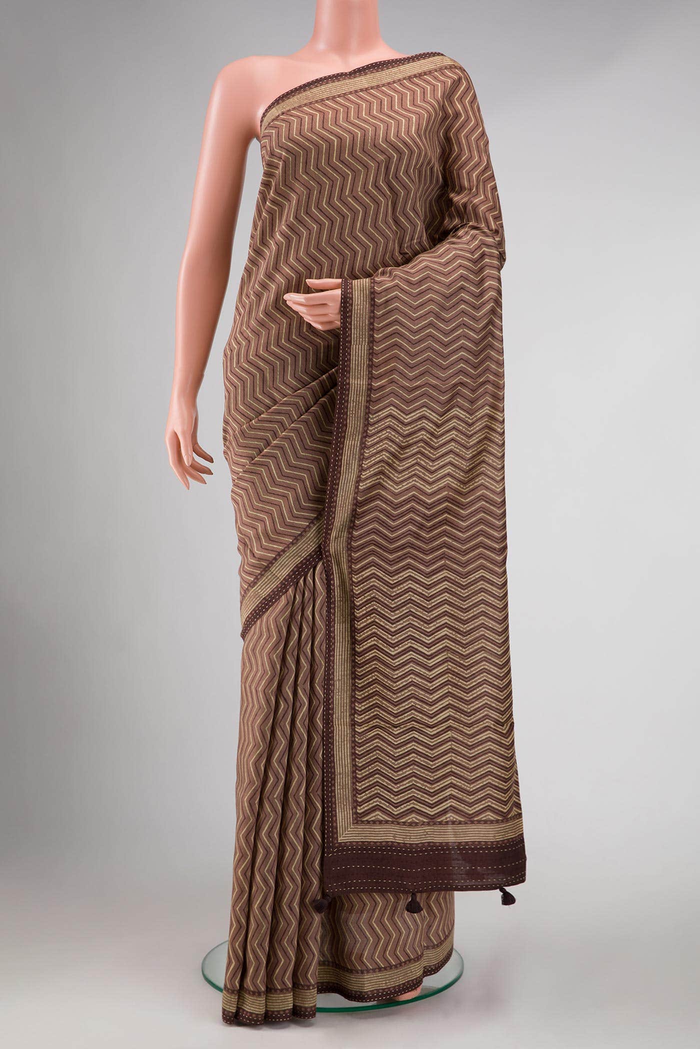 Brown Tussar Silk Saree