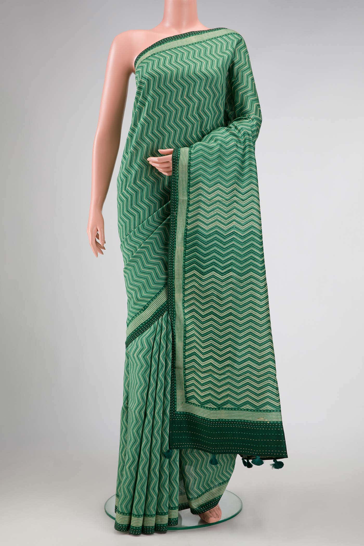 Green Tussar Silk Saree