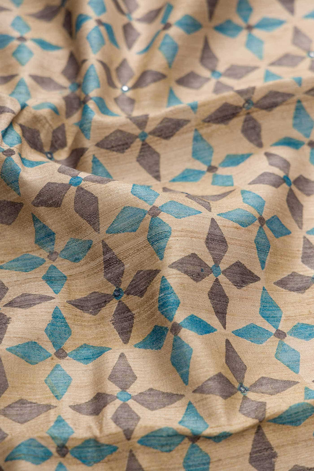 Beige Tussar Silk Saree
