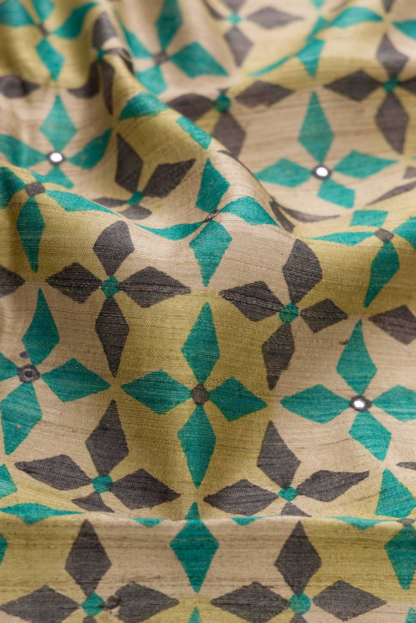 Beige Tussar Silk Saree