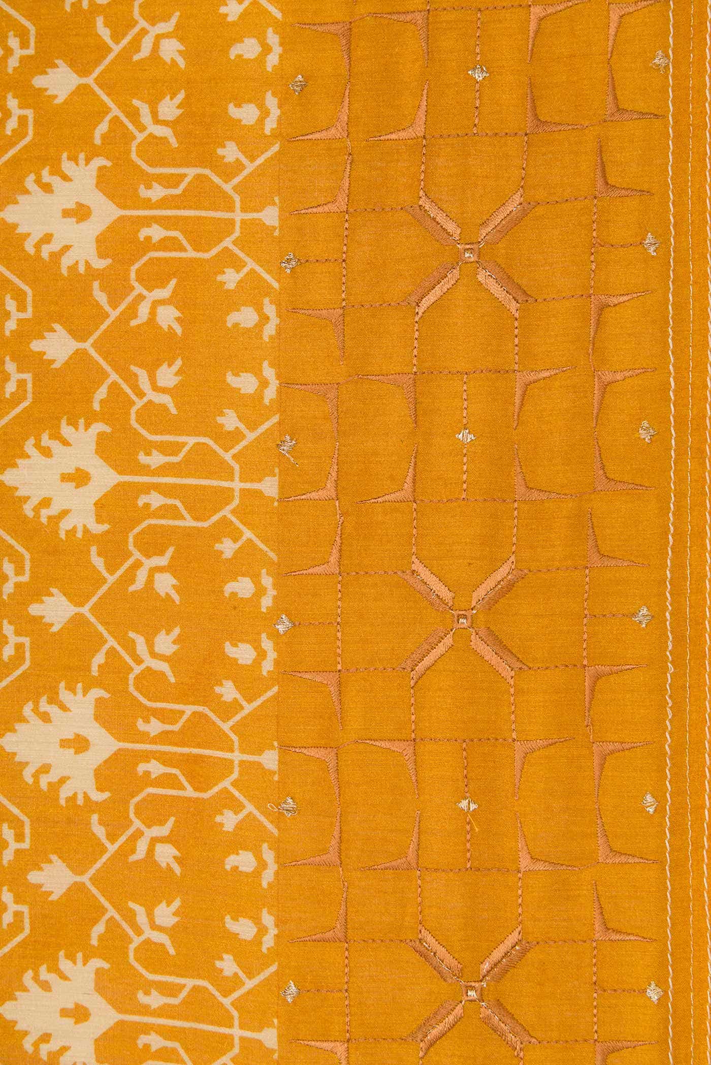Mustard Tussar Silk Saree