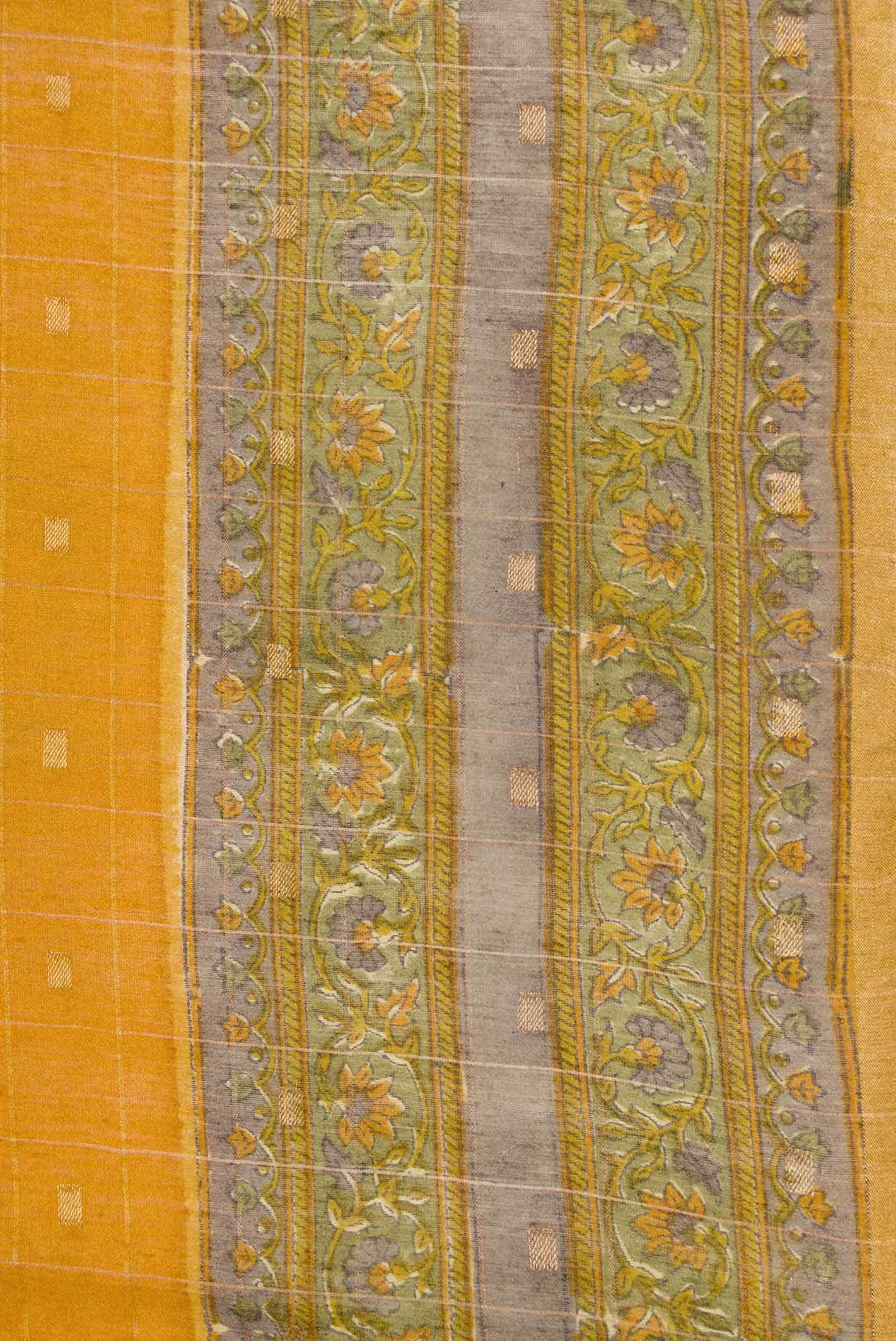 Mustard Tussar Silk Saree