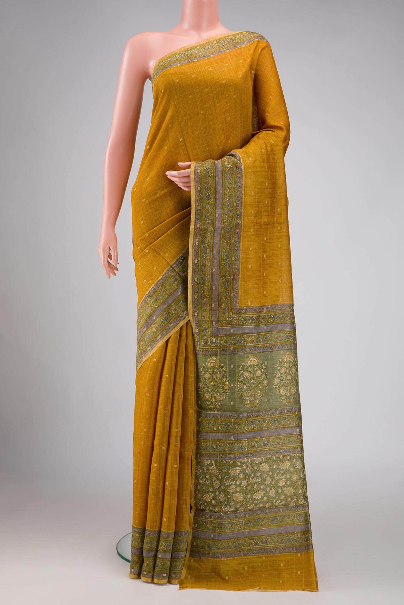 Mustard Tussar Silk Saree