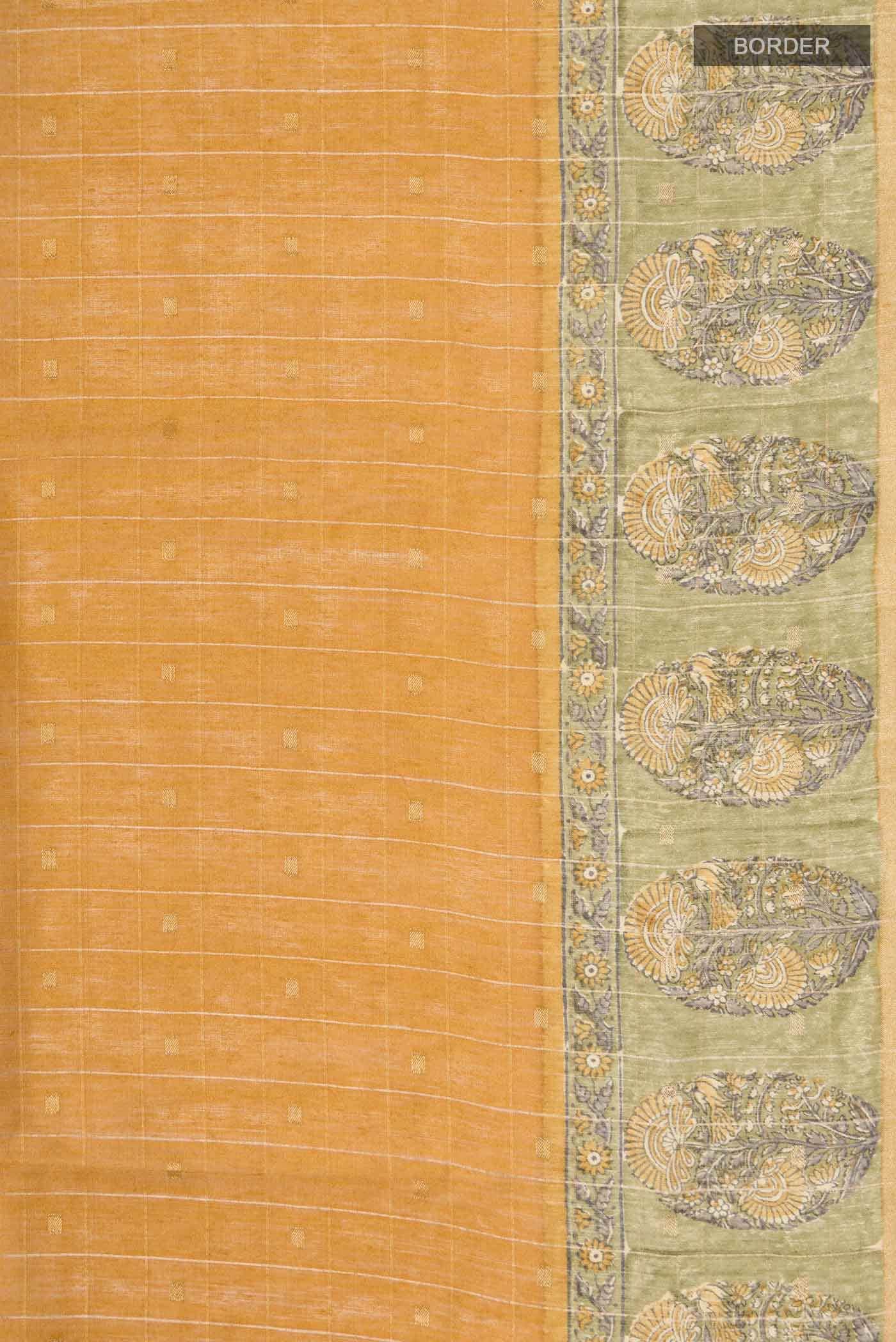 Mustard Tussar Silk Saree