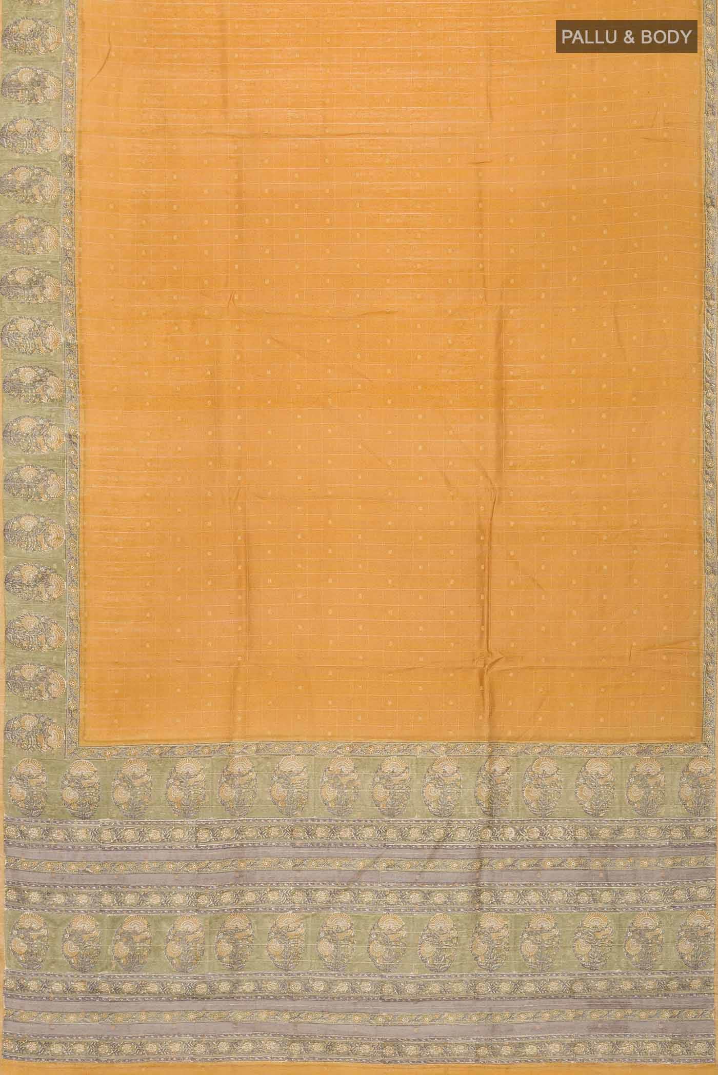 Mustard Tussar Silk Saree