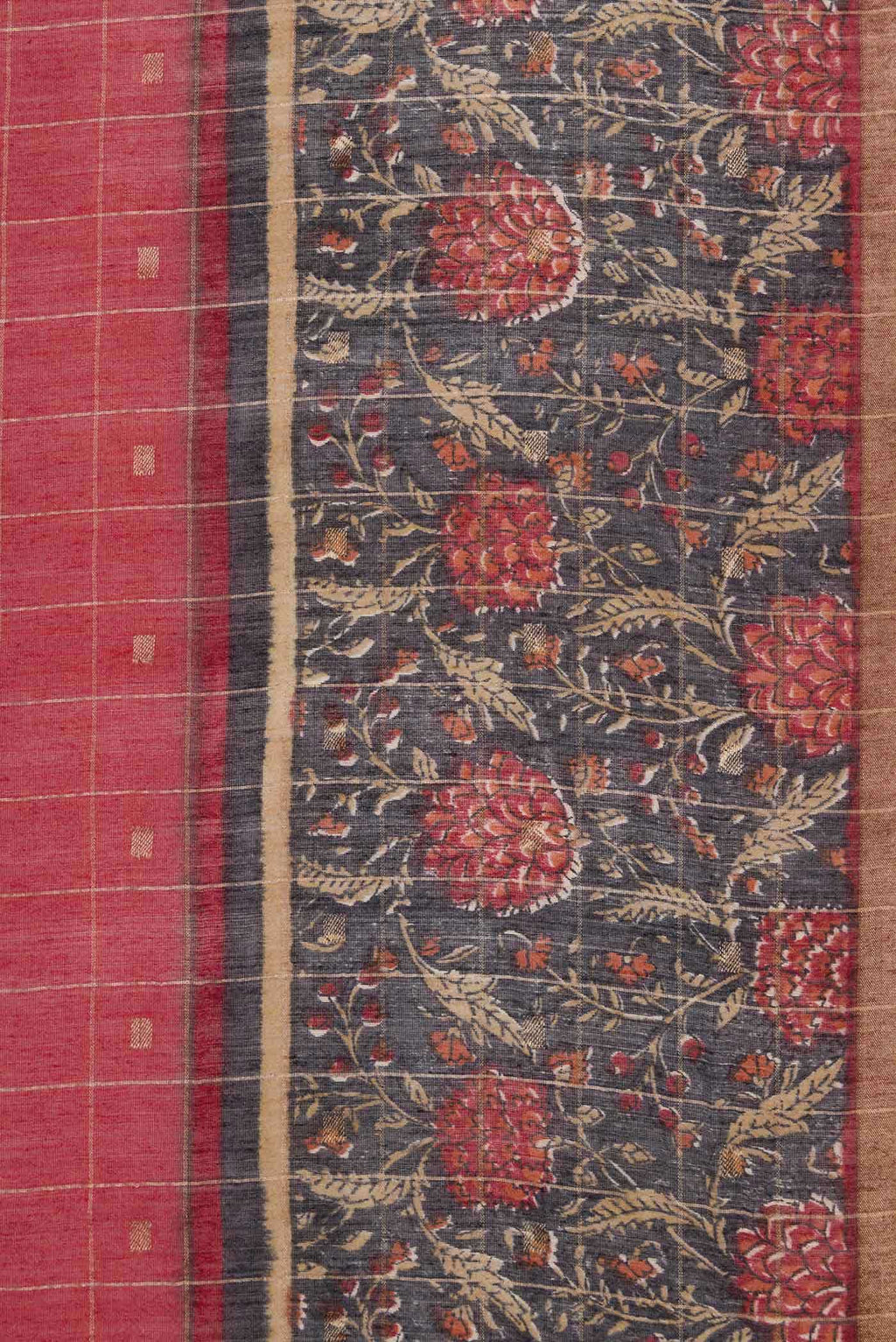 Maroon Tussar Silk Saree