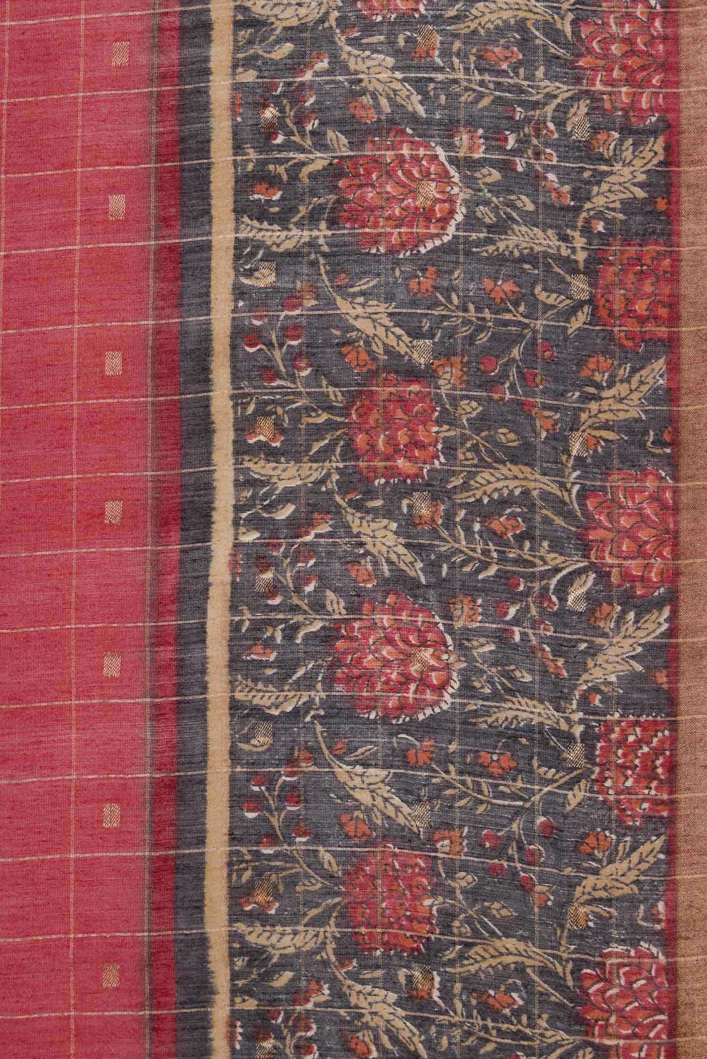 Maroon Tussar Silk Saree