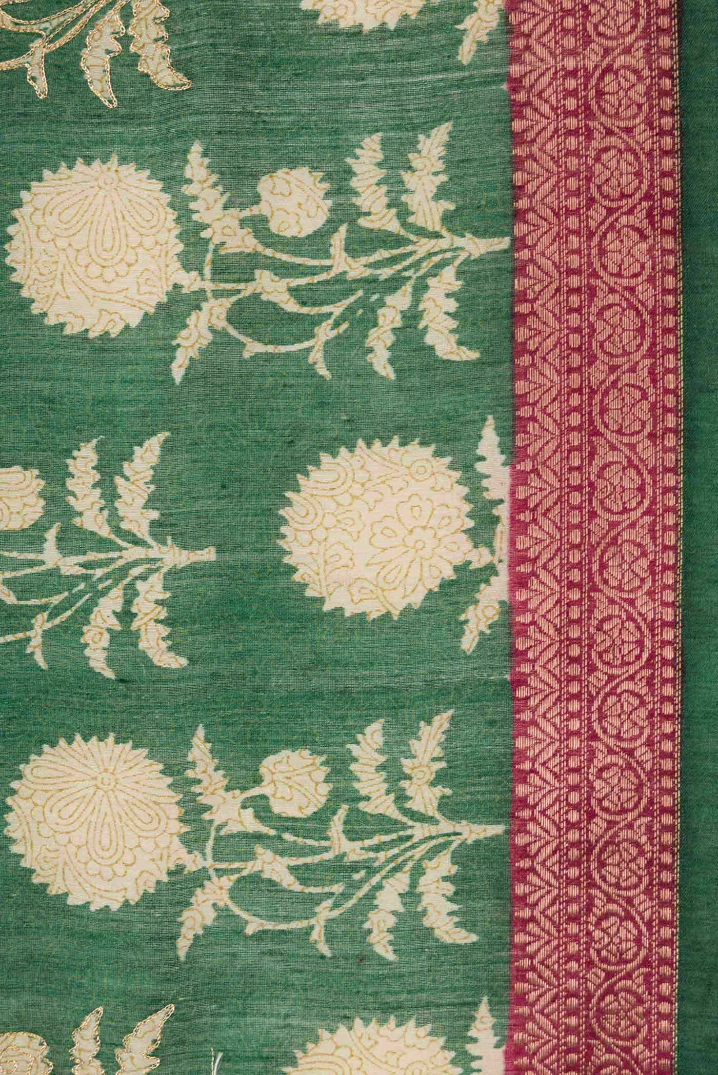Green Dual Tone Tussar Silk Saree