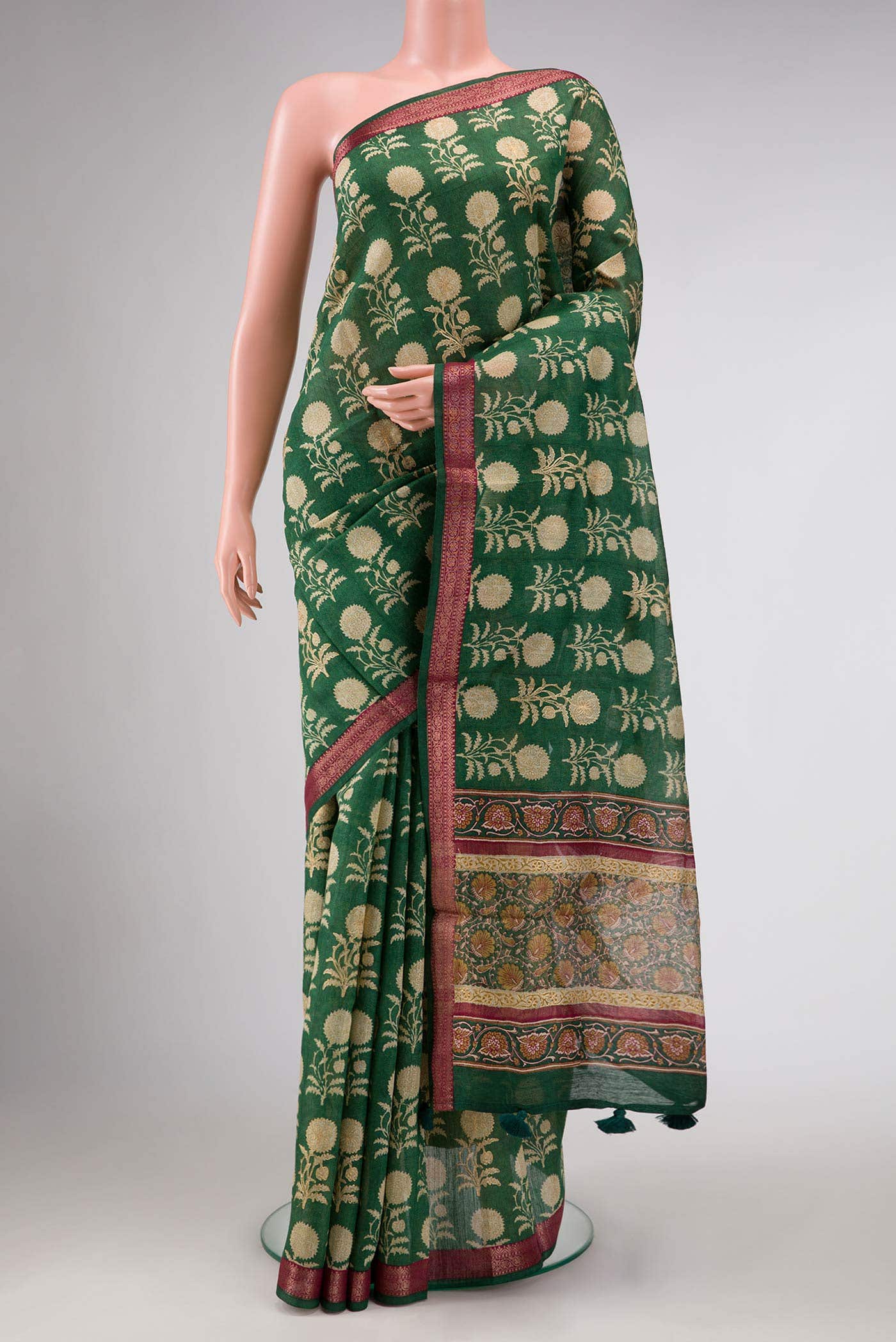 Green Dual Tone Tussar Silk Saree