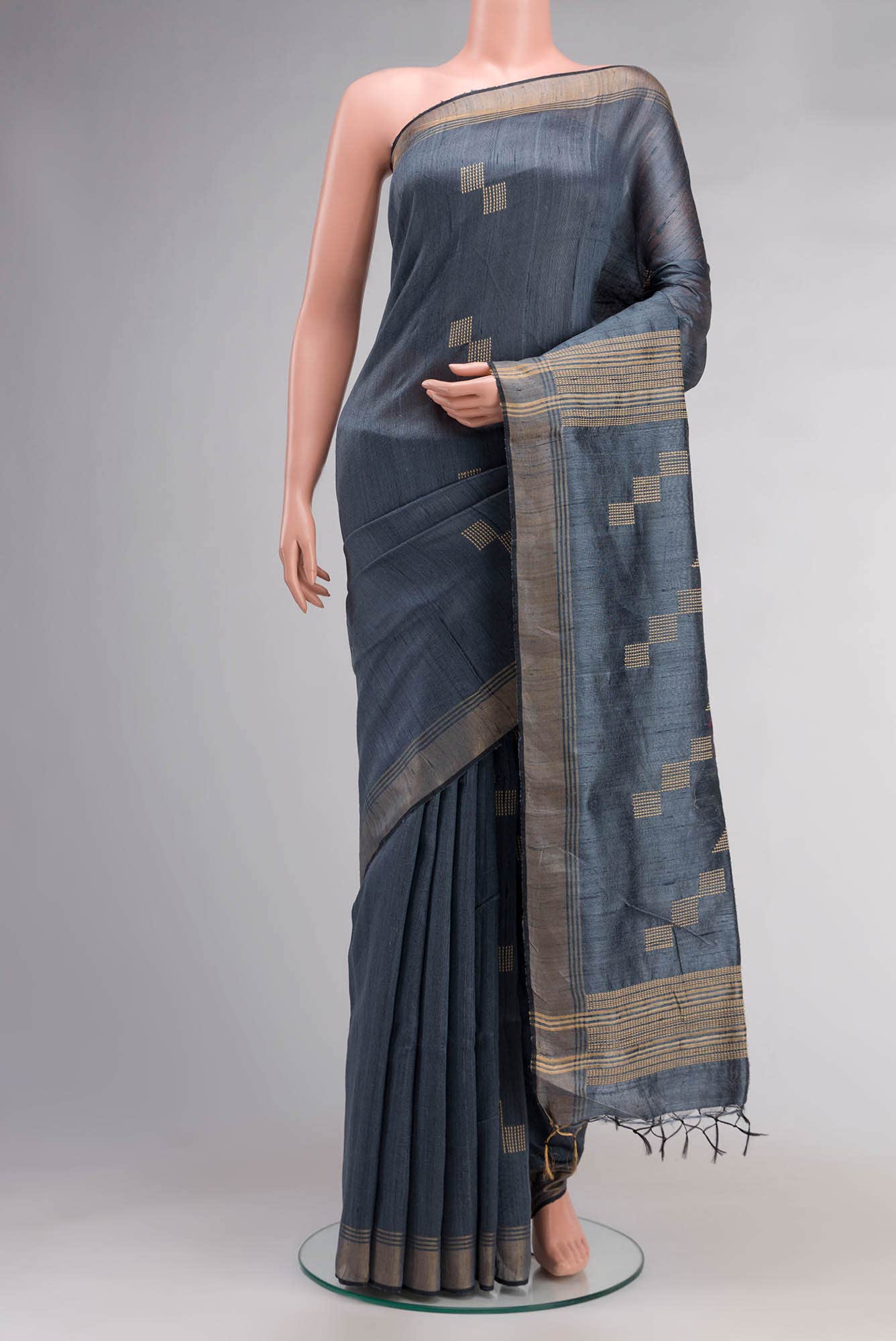 Grey Raw Silk Saree