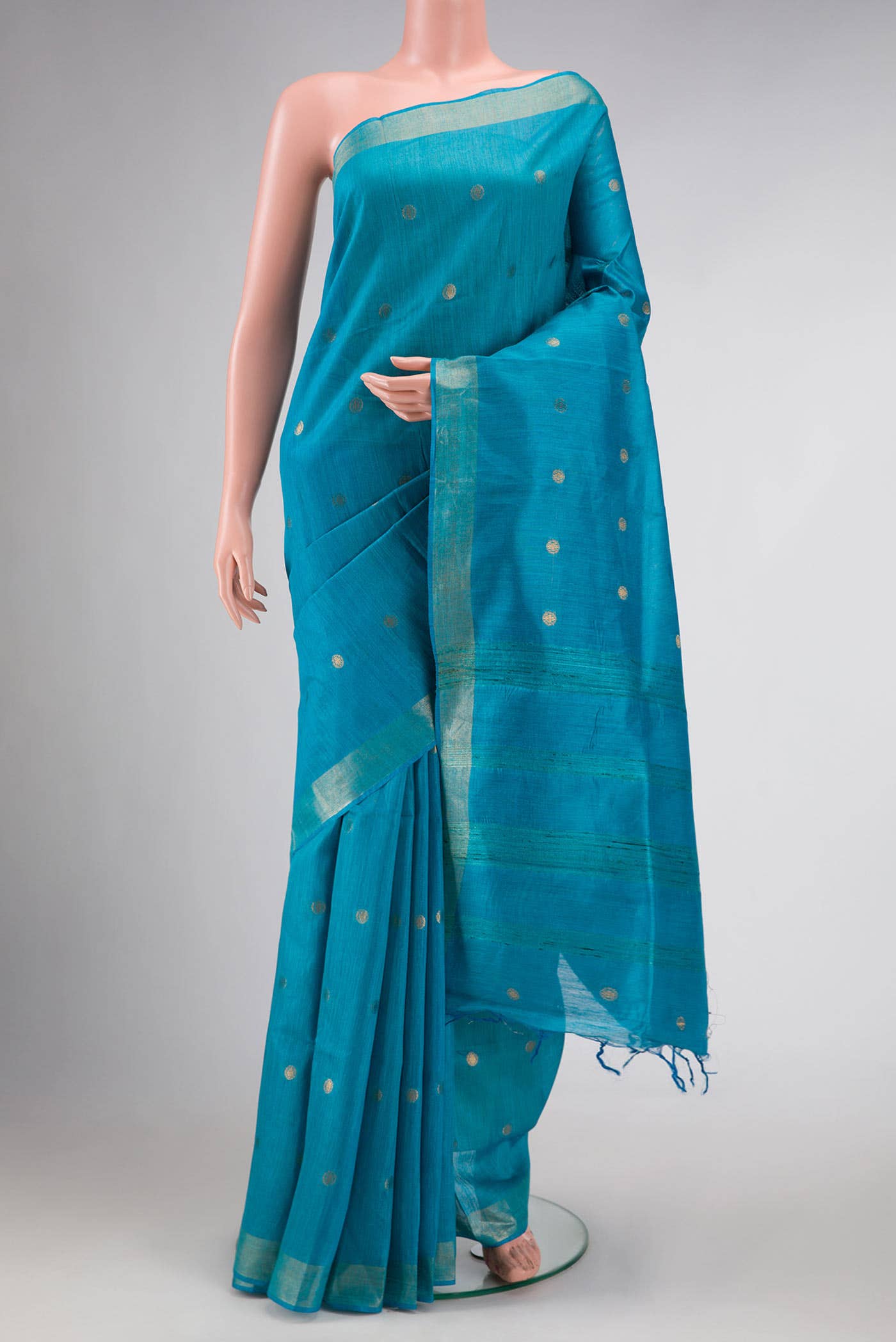 Sky Blue Tussar Silk Saree