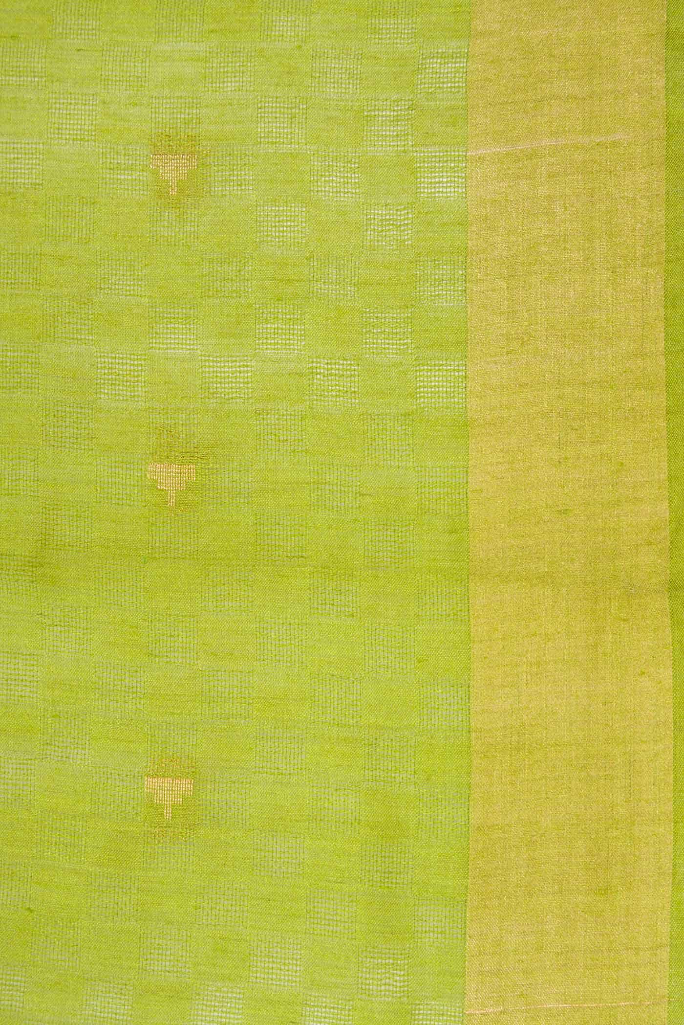 Parrot Green Tussar Silk Saree