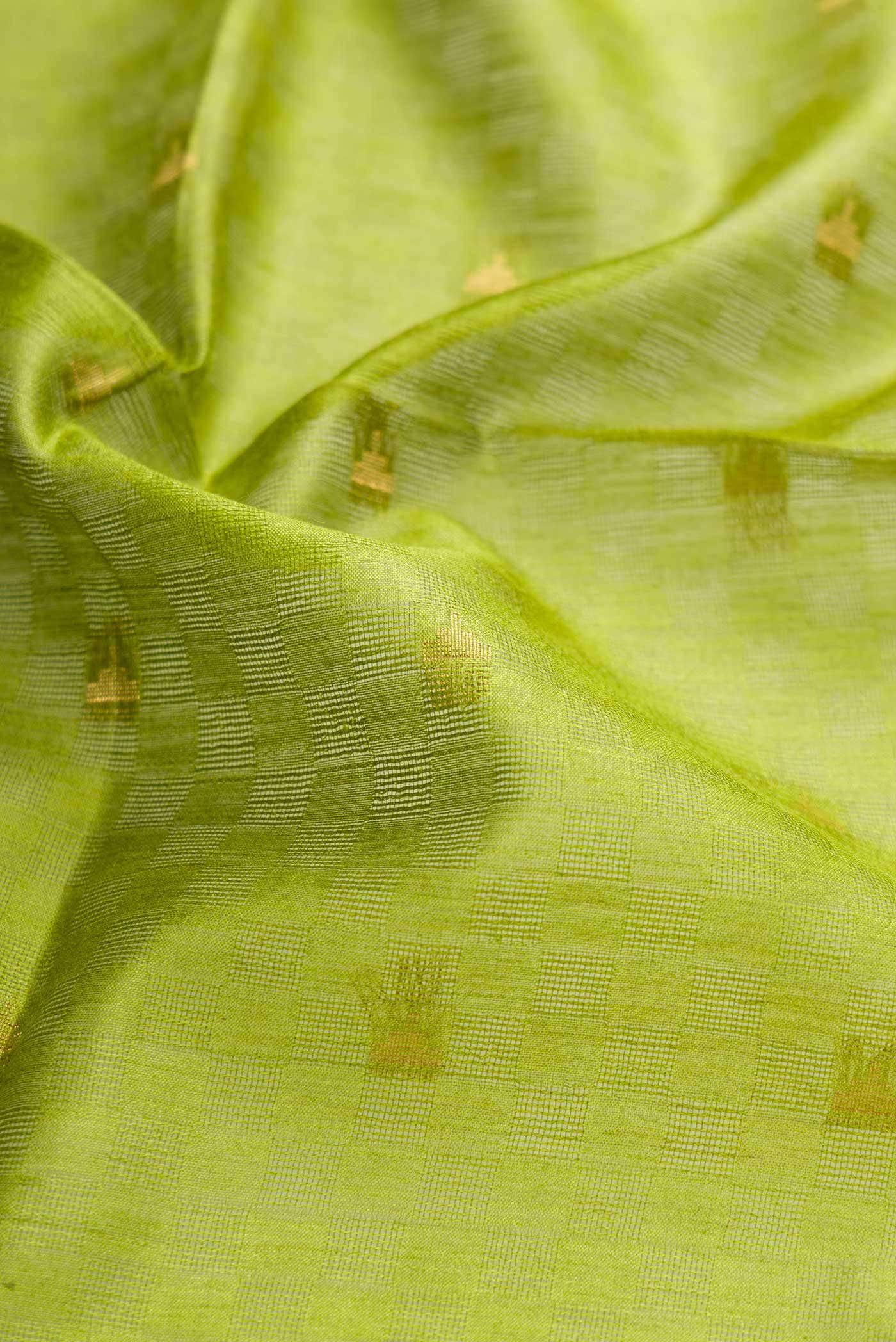 Parrot Green Tussar Silk Saree