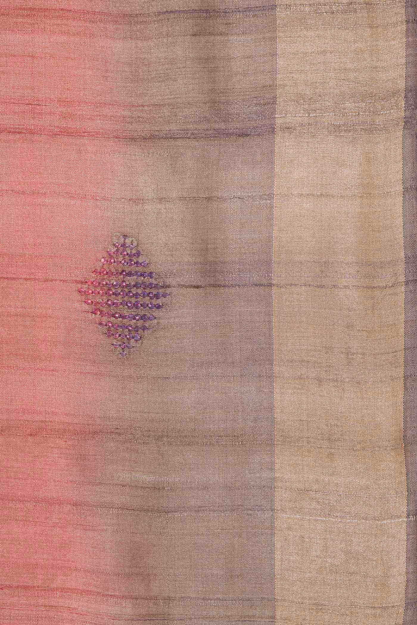 Rose Gold Tussar Silk Saree