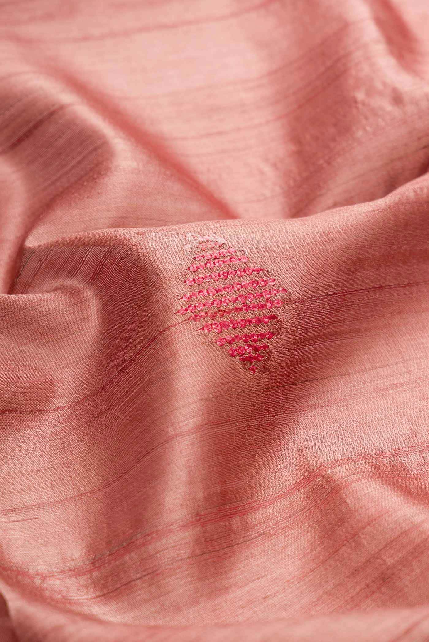 Rose Gold Tussar Silk Saree