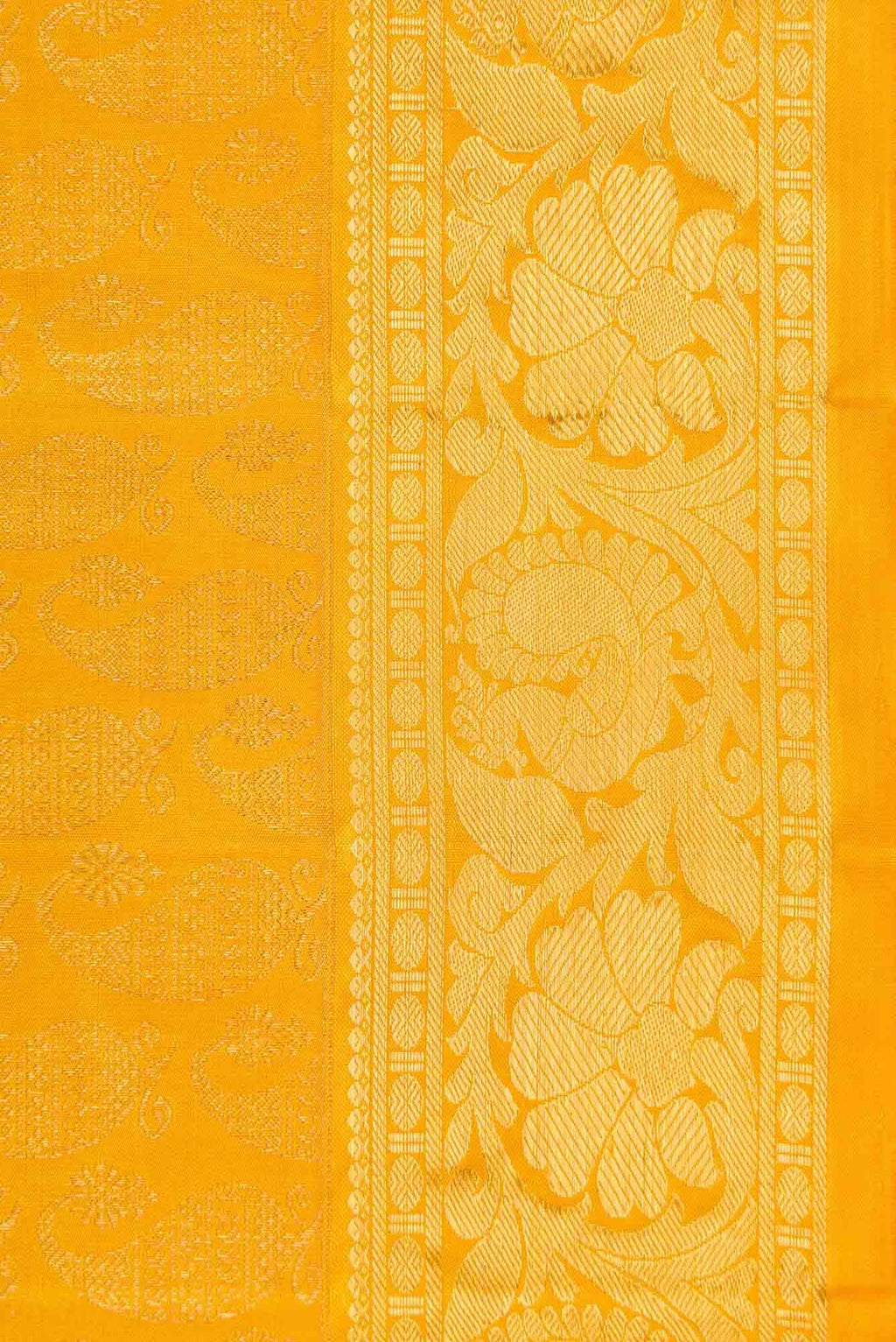 Pure Silk Pure Zari Mustard Dual Tone Kanchipuram Saree