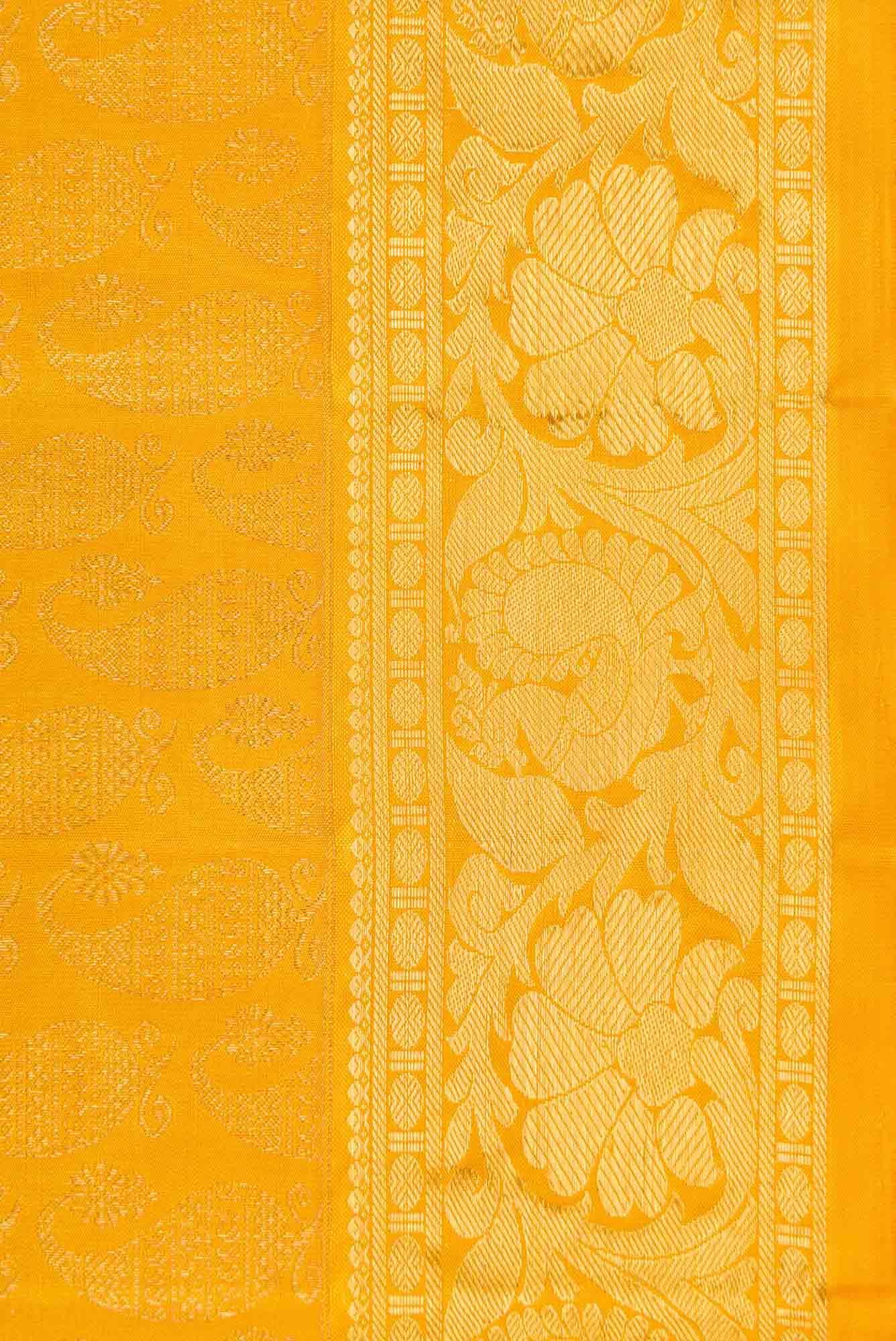 Pure Silk Pure Zari Mustard Dual Tone Kanchipuram Saree