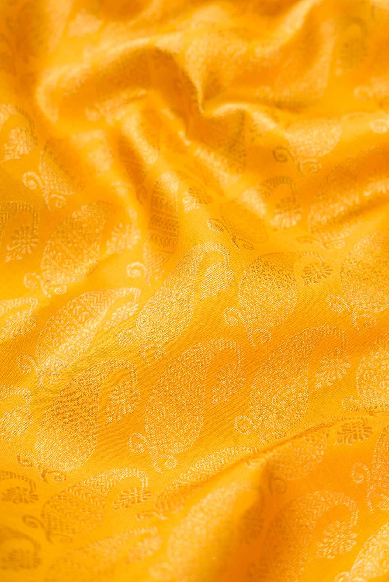 Pure Silk Pure Zari Mustard Dual Tone Kanchipuram Saree