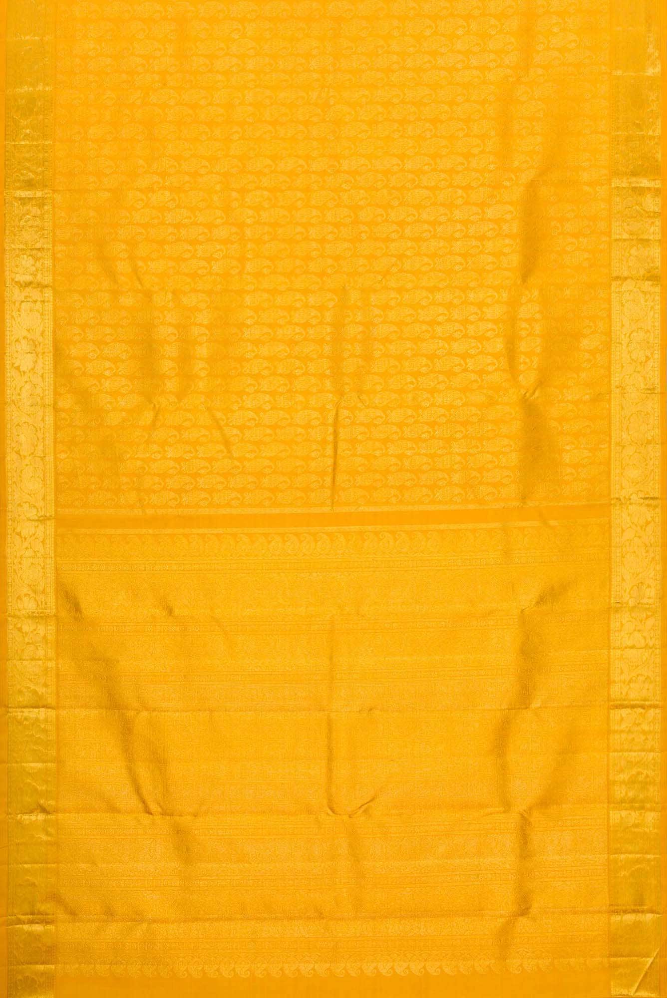 Pure Silk Pure Zari Mustard Dual Tone Kanchipuram Saree