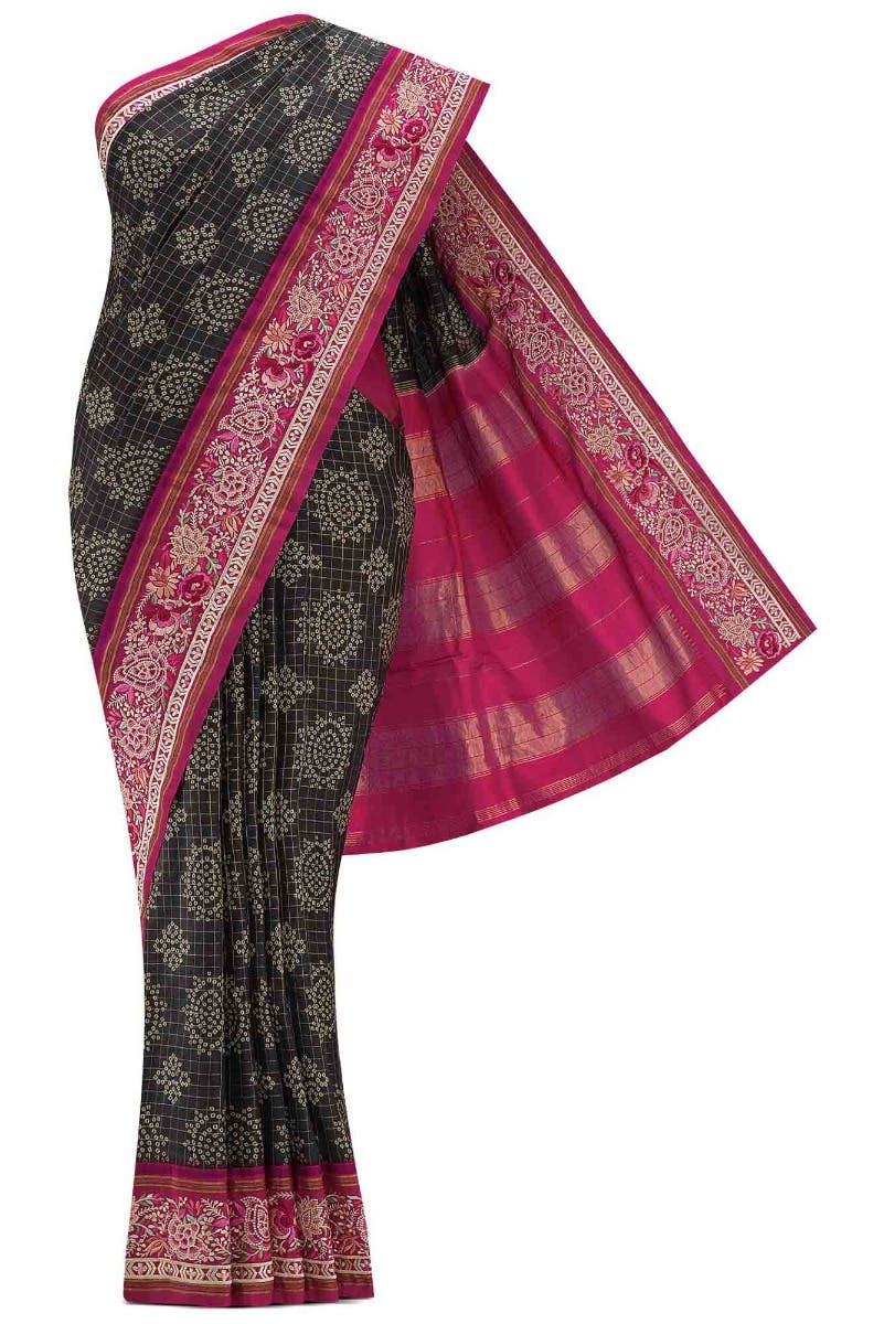 Black Dual Tone Kanchipuram Silk Saree