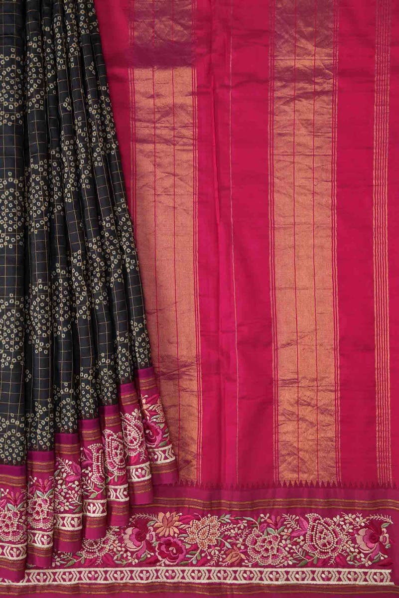 Black Dual Tone Kanchipuram Silk Saree