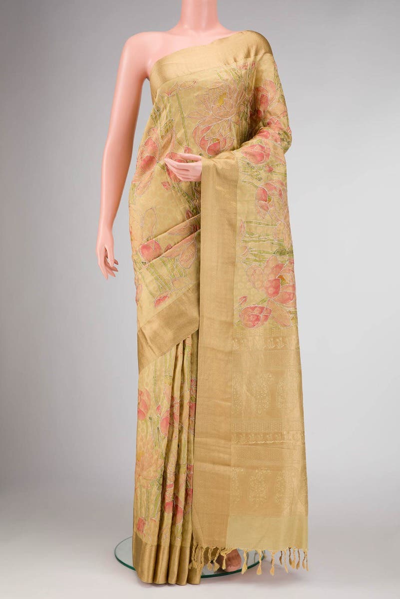 Gold Dual Tone Banarasi Silk Saree