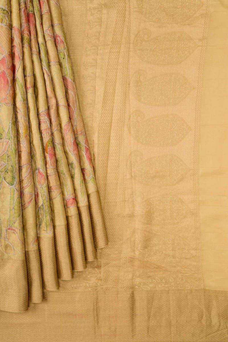 Gold Dual Tone Banarasi Silk Saree