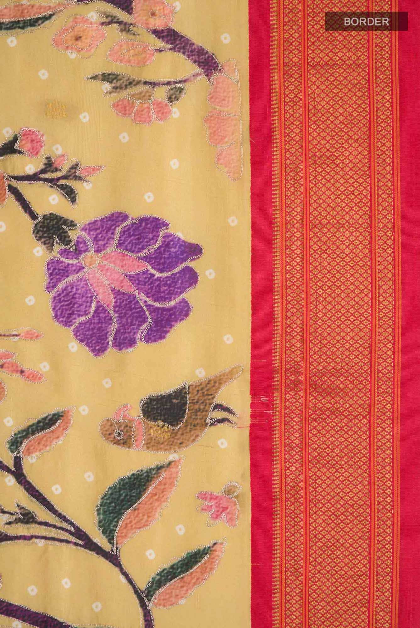 Sandal Paithani Silk Saree