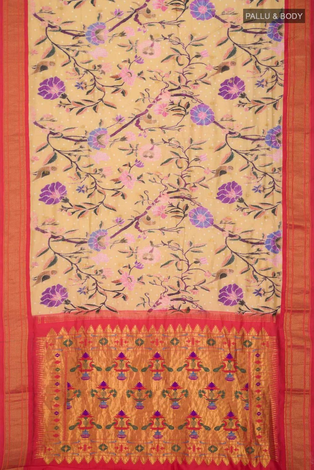 Sandal Paithani Silk Saree