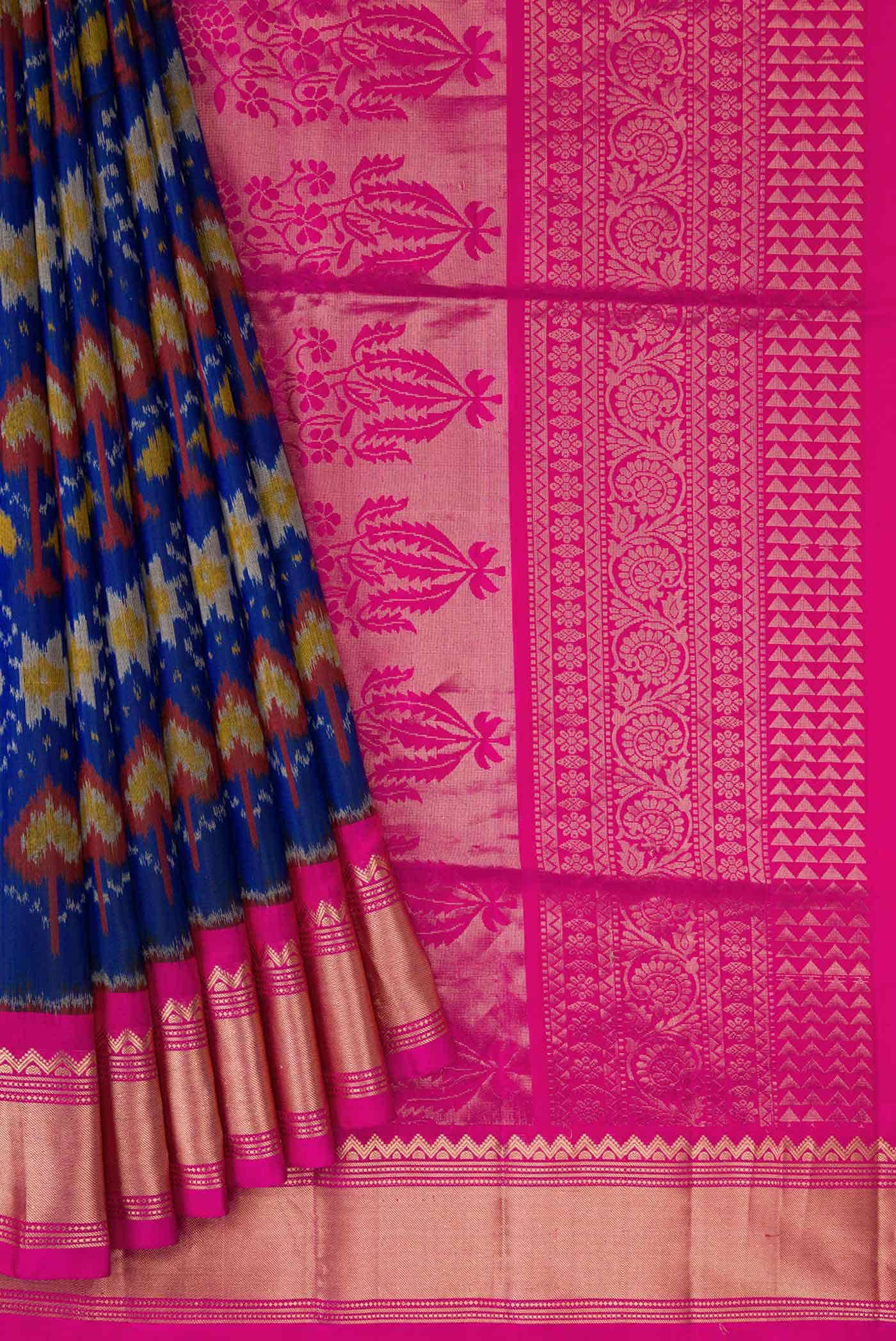 Navy Blue Dual Tone Soft Silk Saree