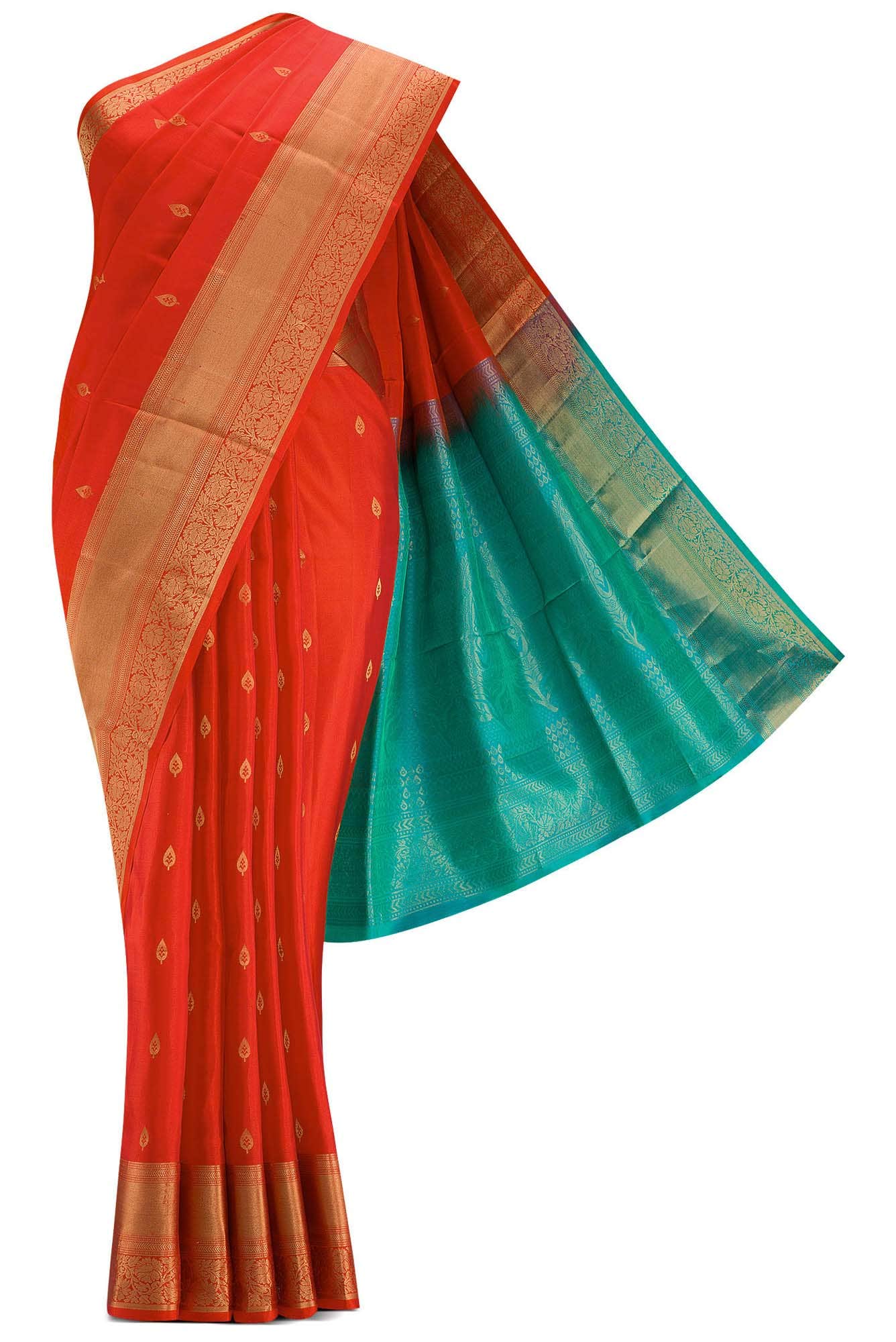 Orange Dual Tone Soft Silk Saree