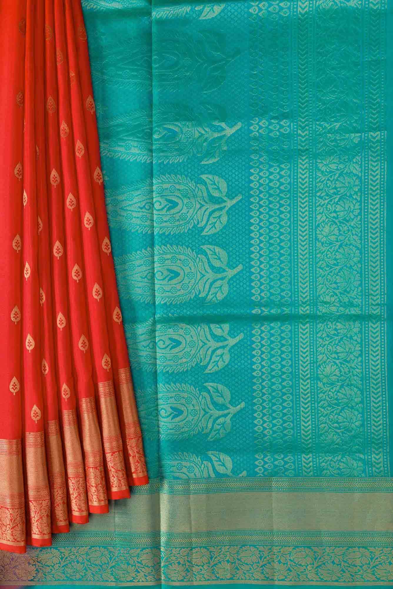 Orange Dual Tone Soft Silk Saree