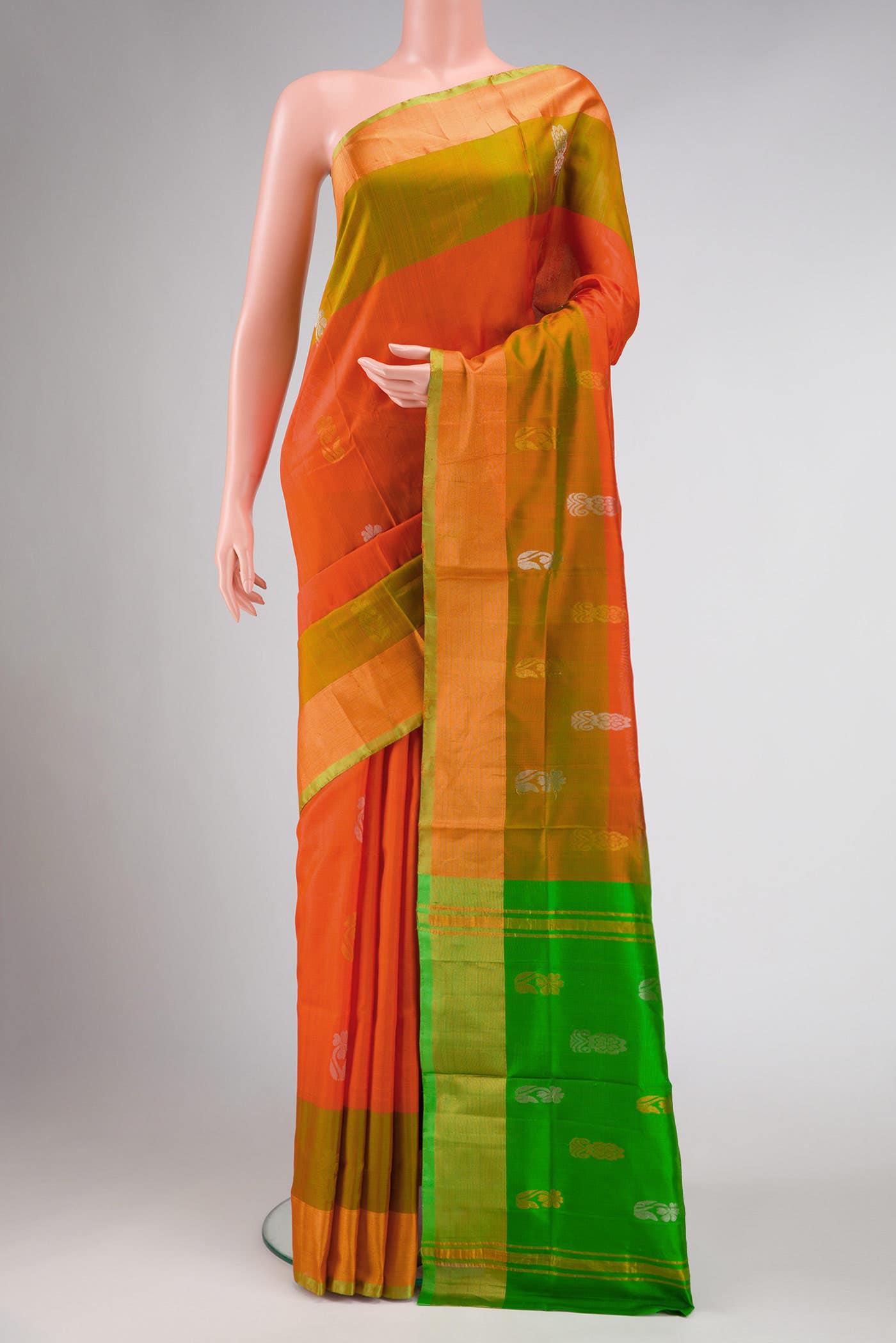 Orange Dual Tone Uppada Silk Saree