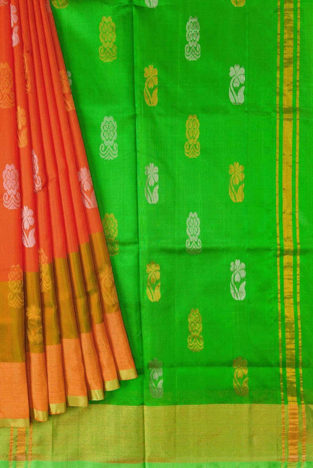 Orange Dual Tone Uppada Silk Saree