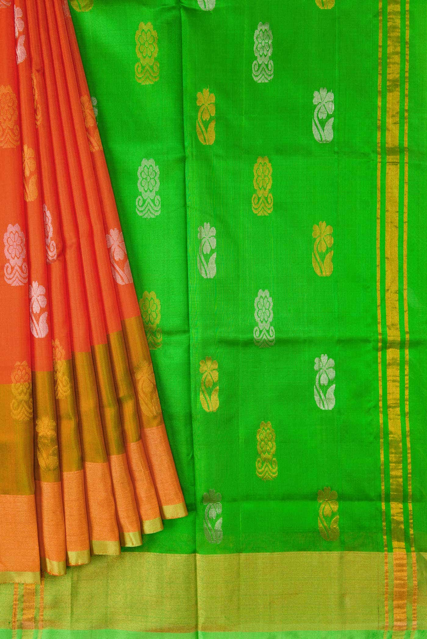 Orange Dual Tone Uppada Silk Saree
