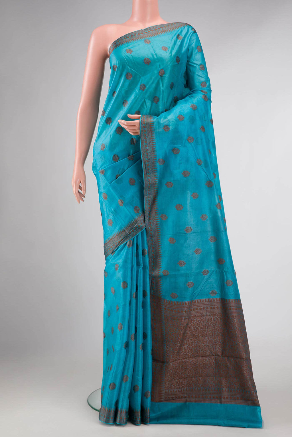 Sky Blue Dual Tone Tussar Silk Saree