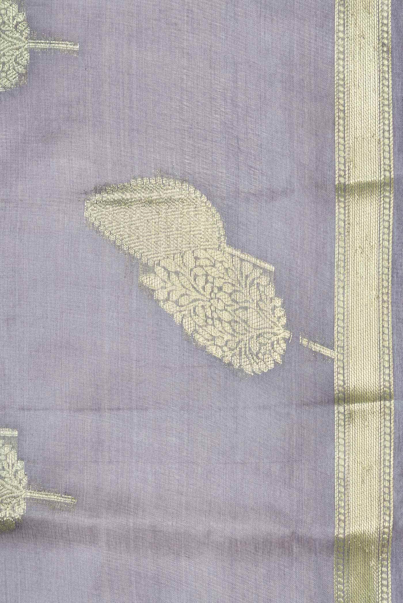 Grey Tussar Silk Saree