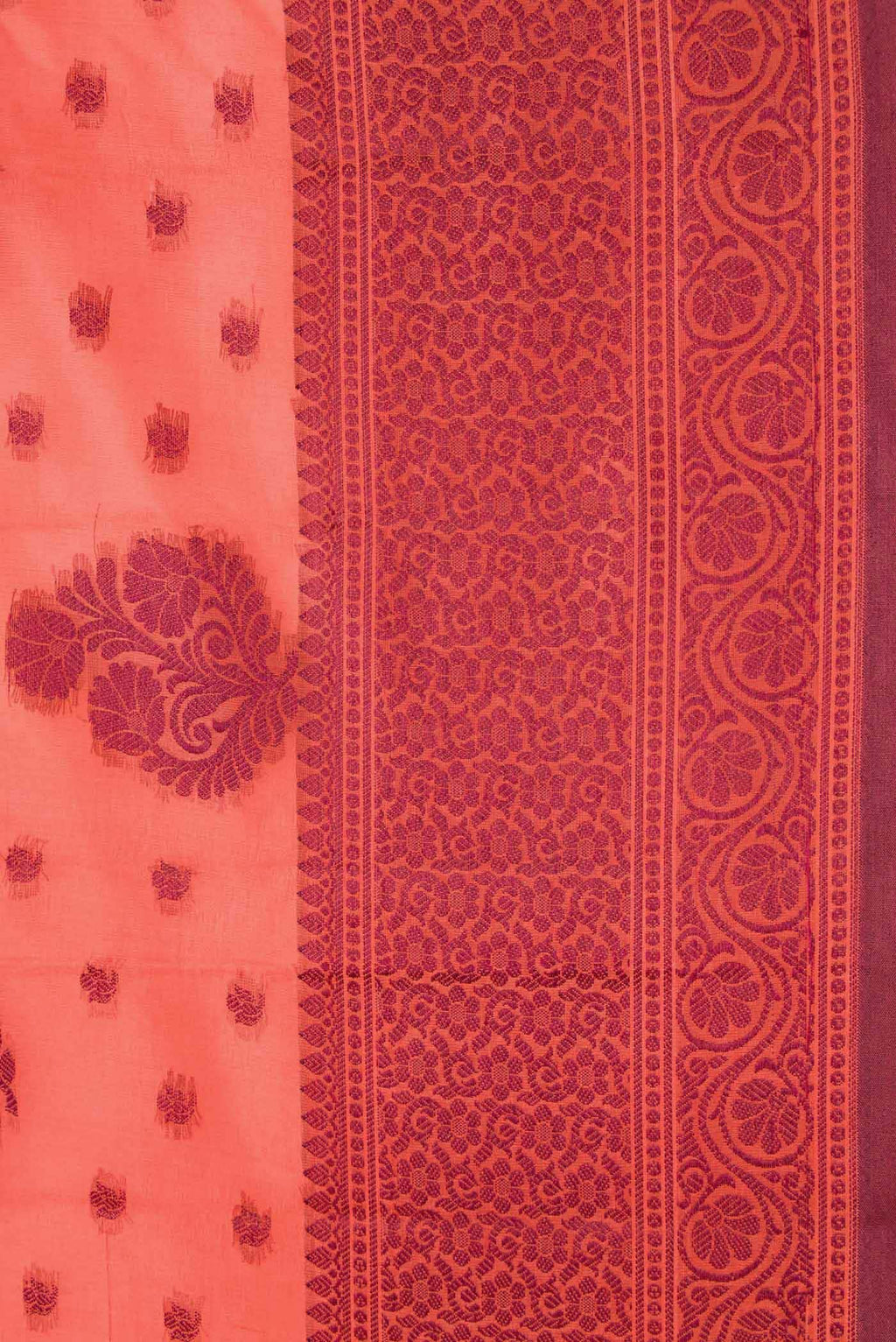Peach Tussar Silk Saree