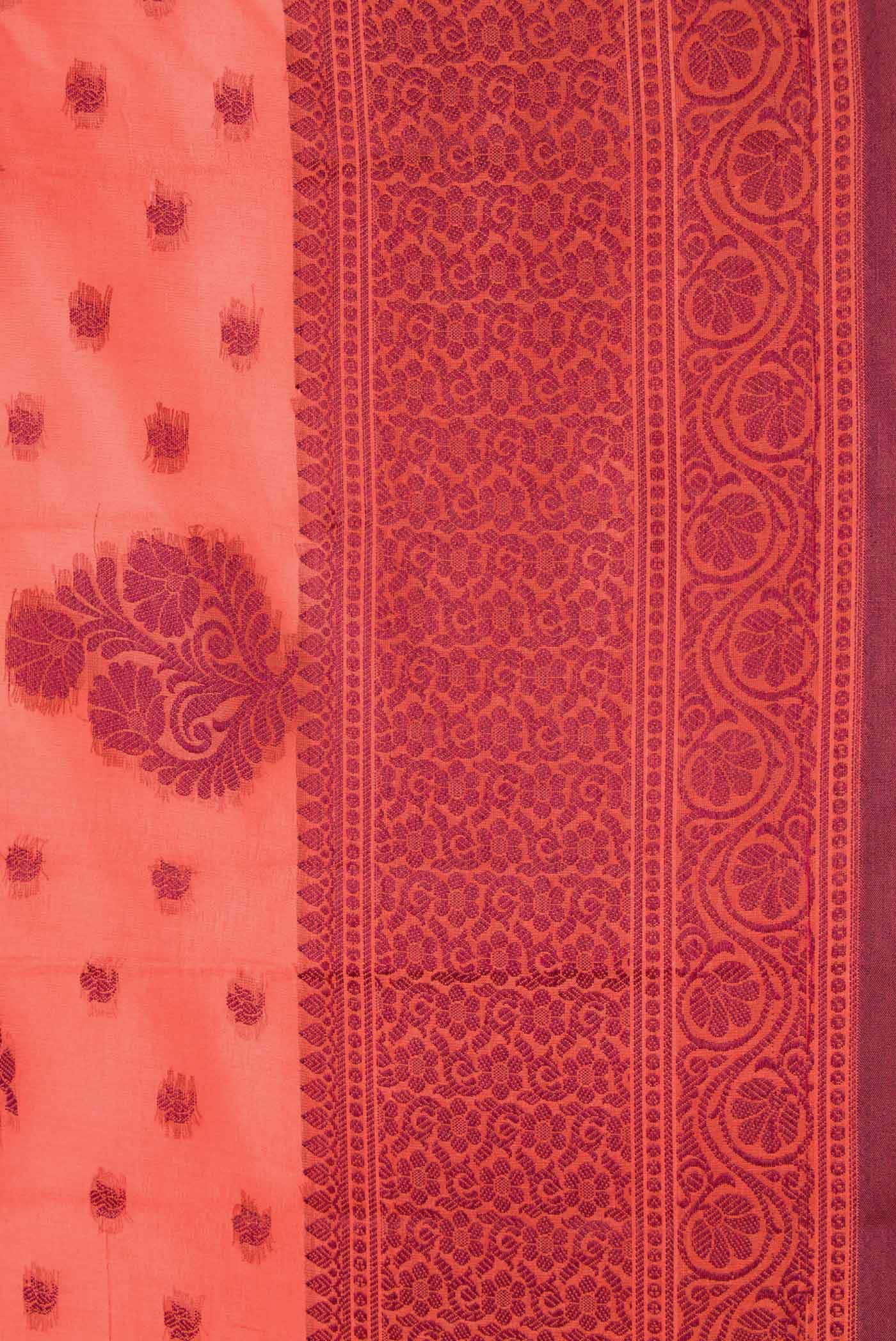 Peach Tussar Silk Saree