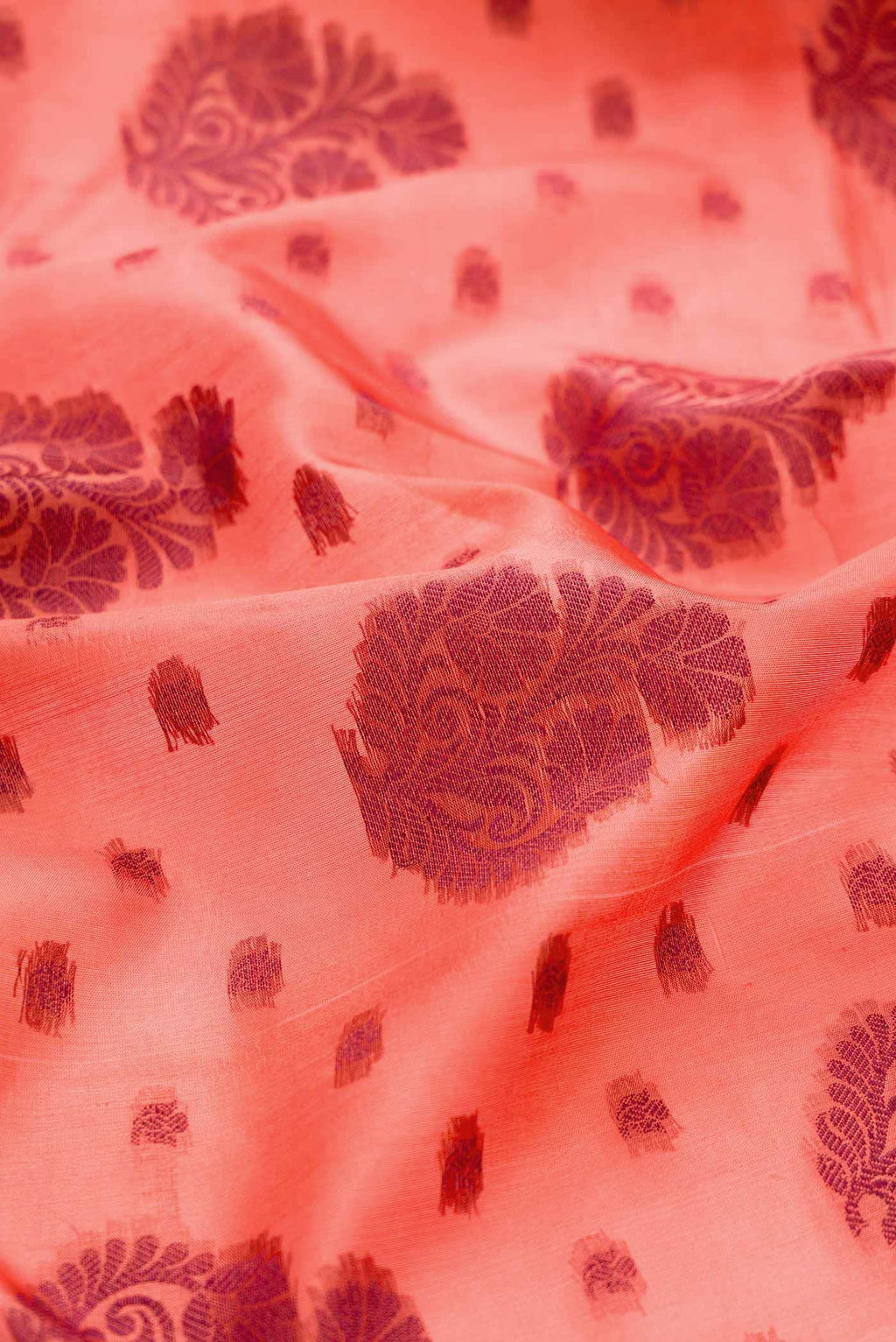 Peach Tussar Silk Saree