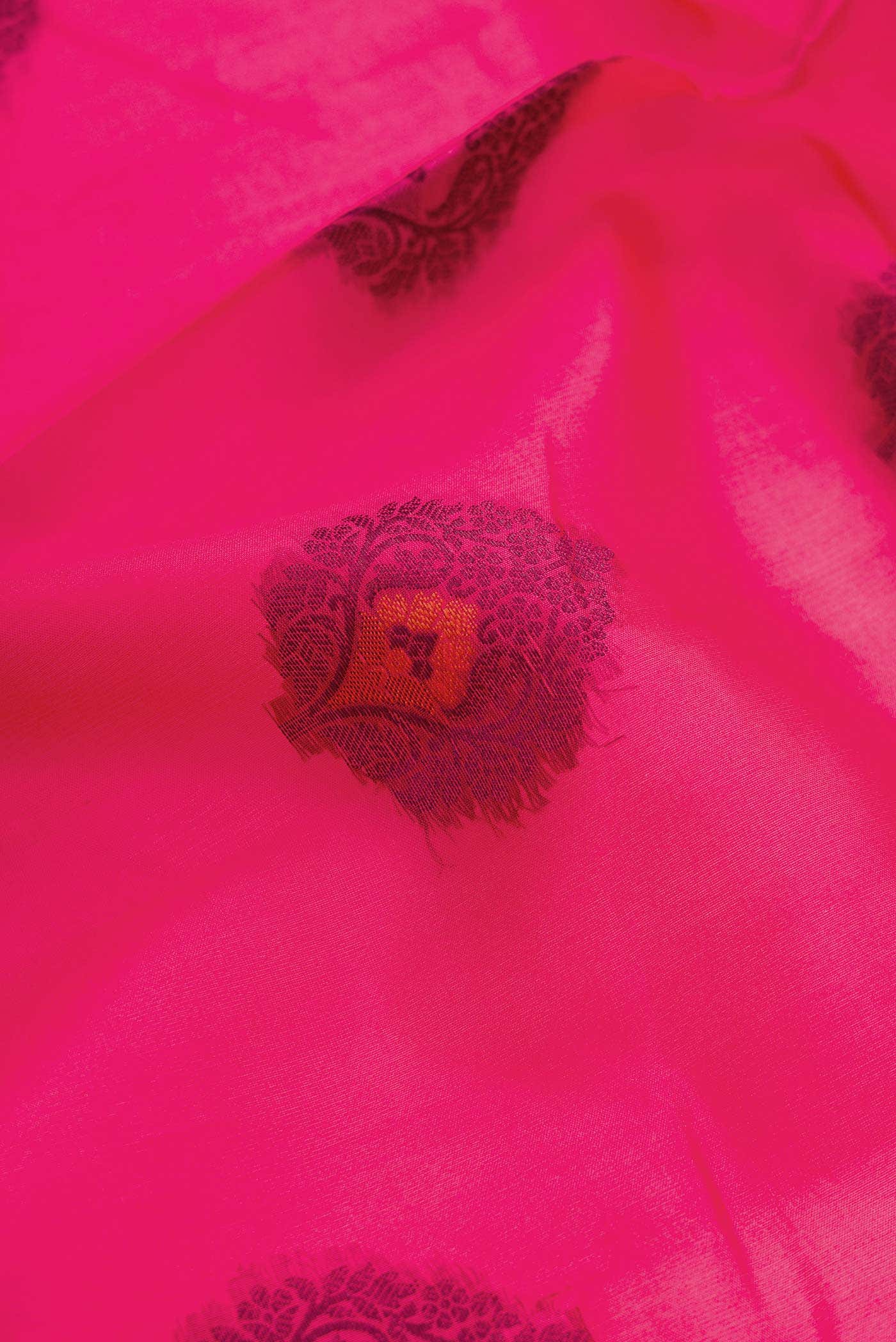 Dark Pink Tussar Silk Saree