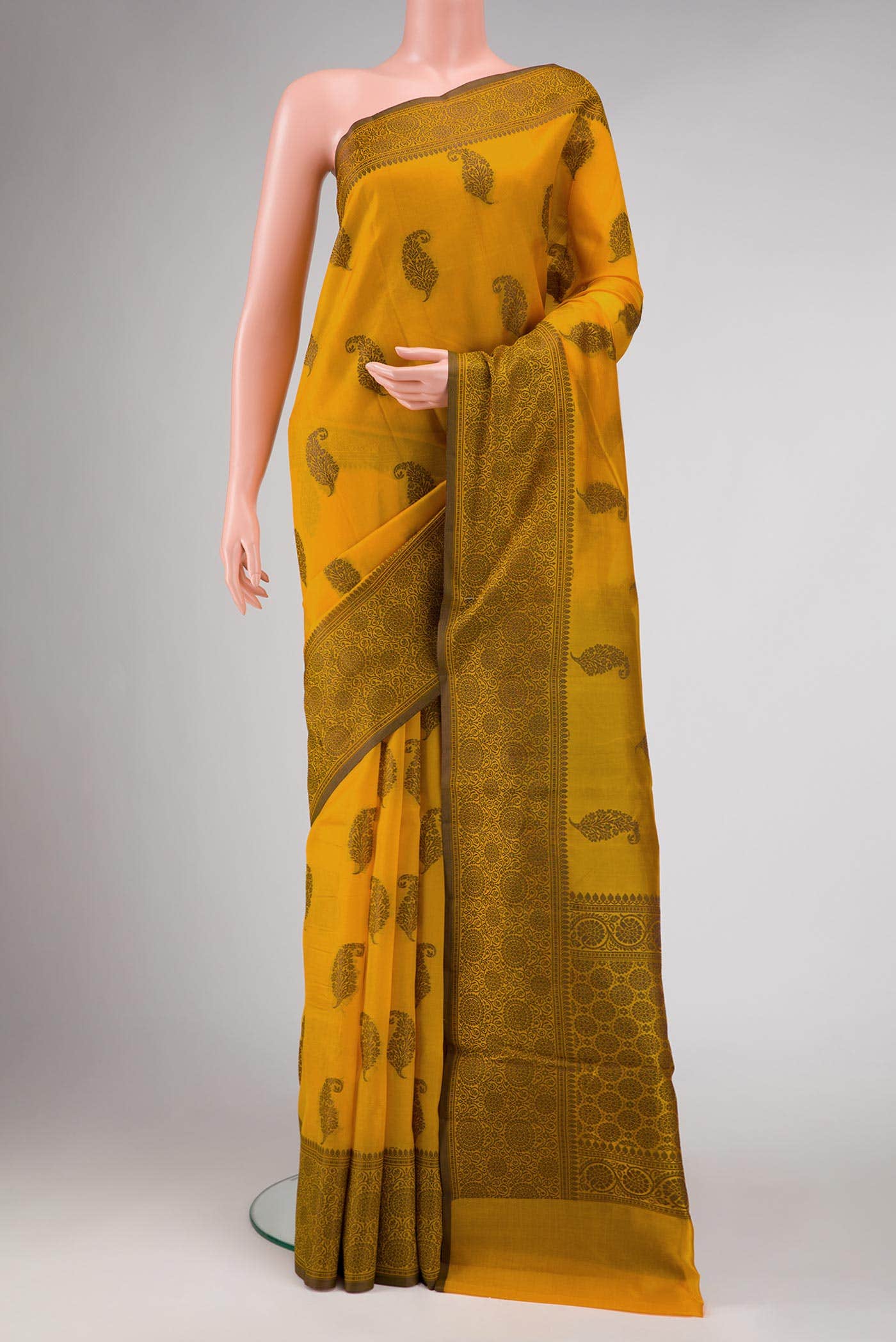 Yellow Tussar Silk Saree