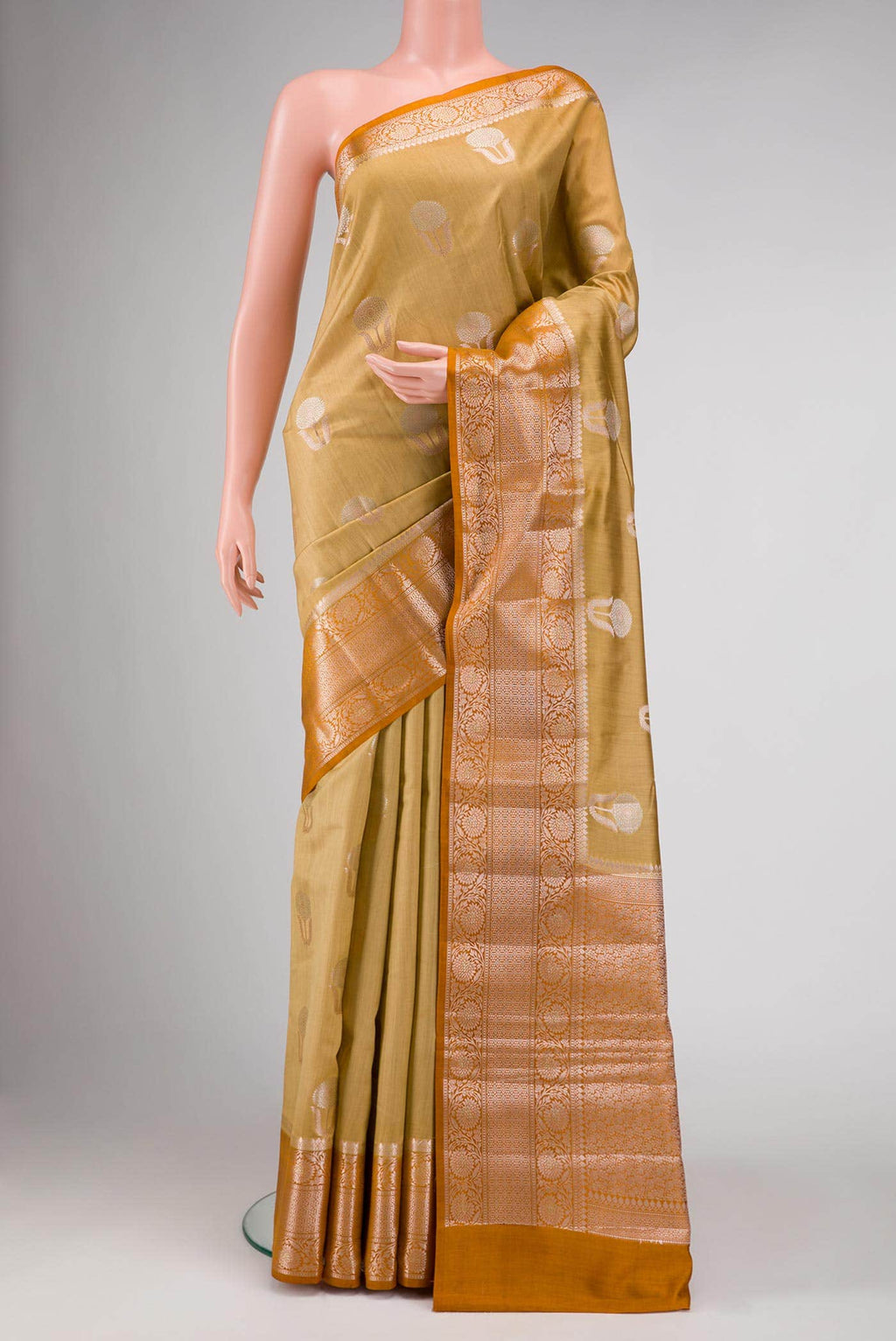 Gold Dual Tone Tussar Silk Saree