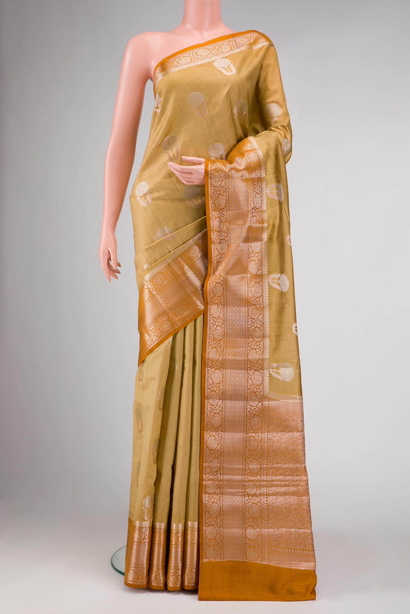 Gold Dual Tone Tussar Silk Saree