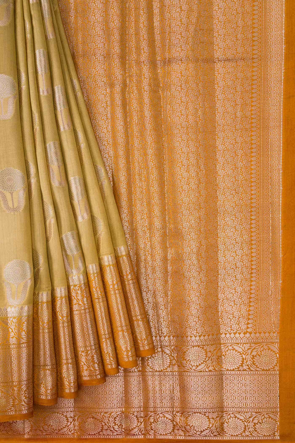 Gold Dual Tone Tussar Silk Saree