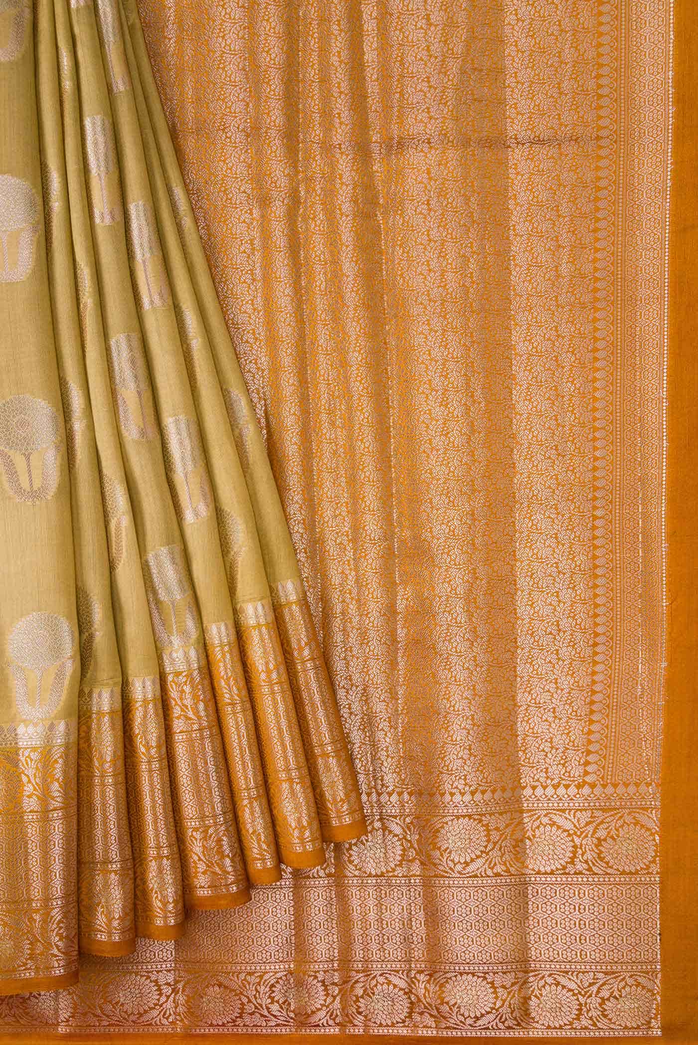 Gold Dual Tone Tussar Silk Saree