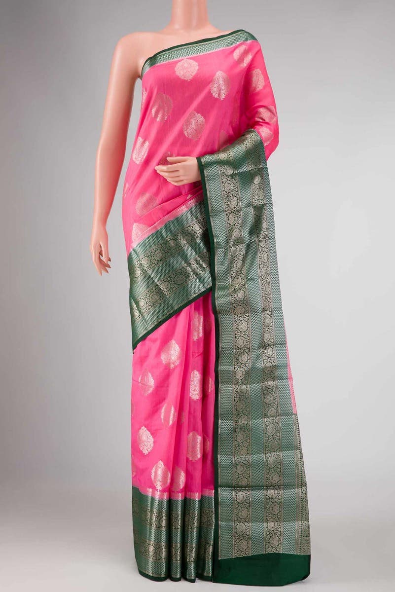 Pink Dual Tone Tussar Silk Saree