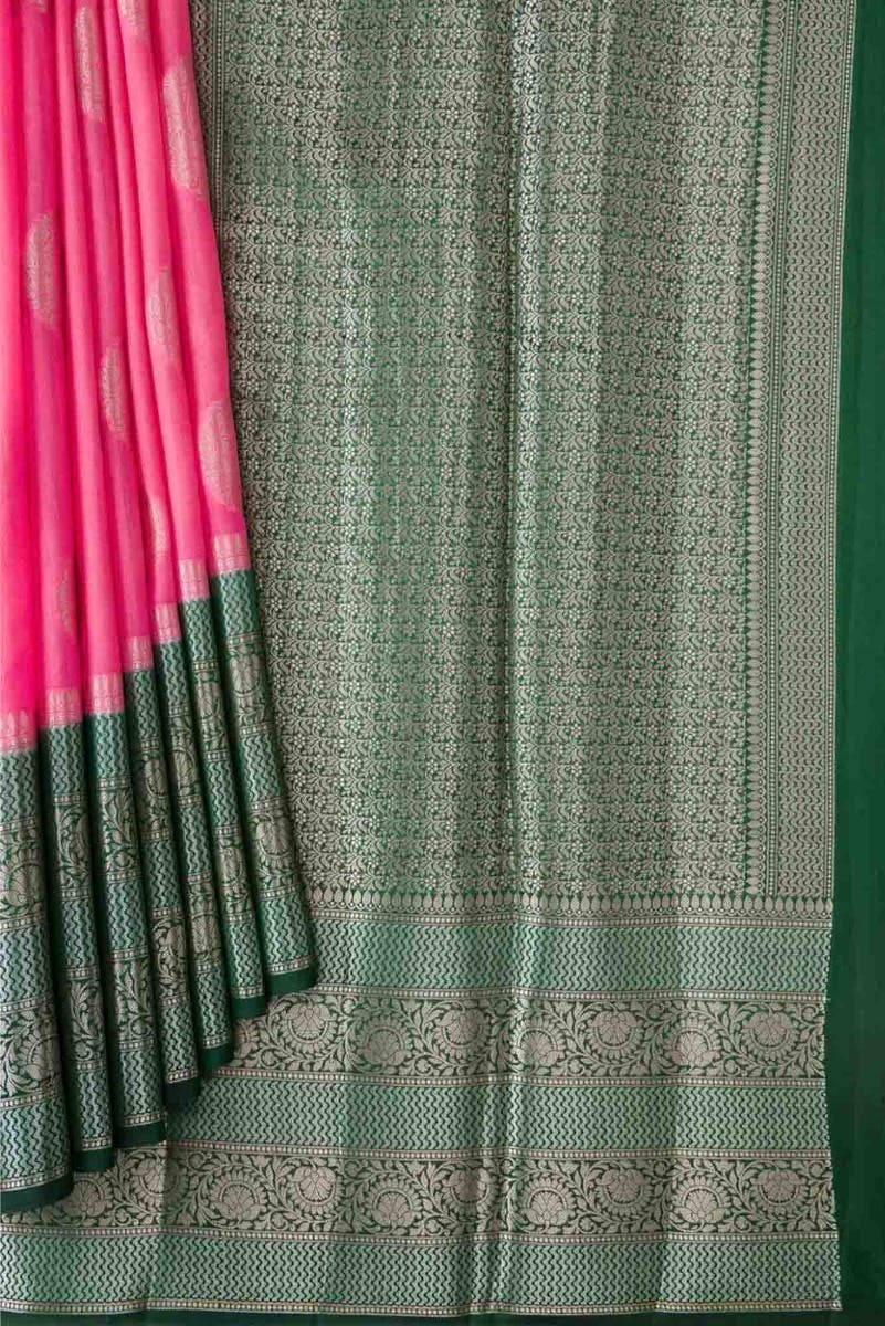 Pink Dual Tone Tussar Silk Saree